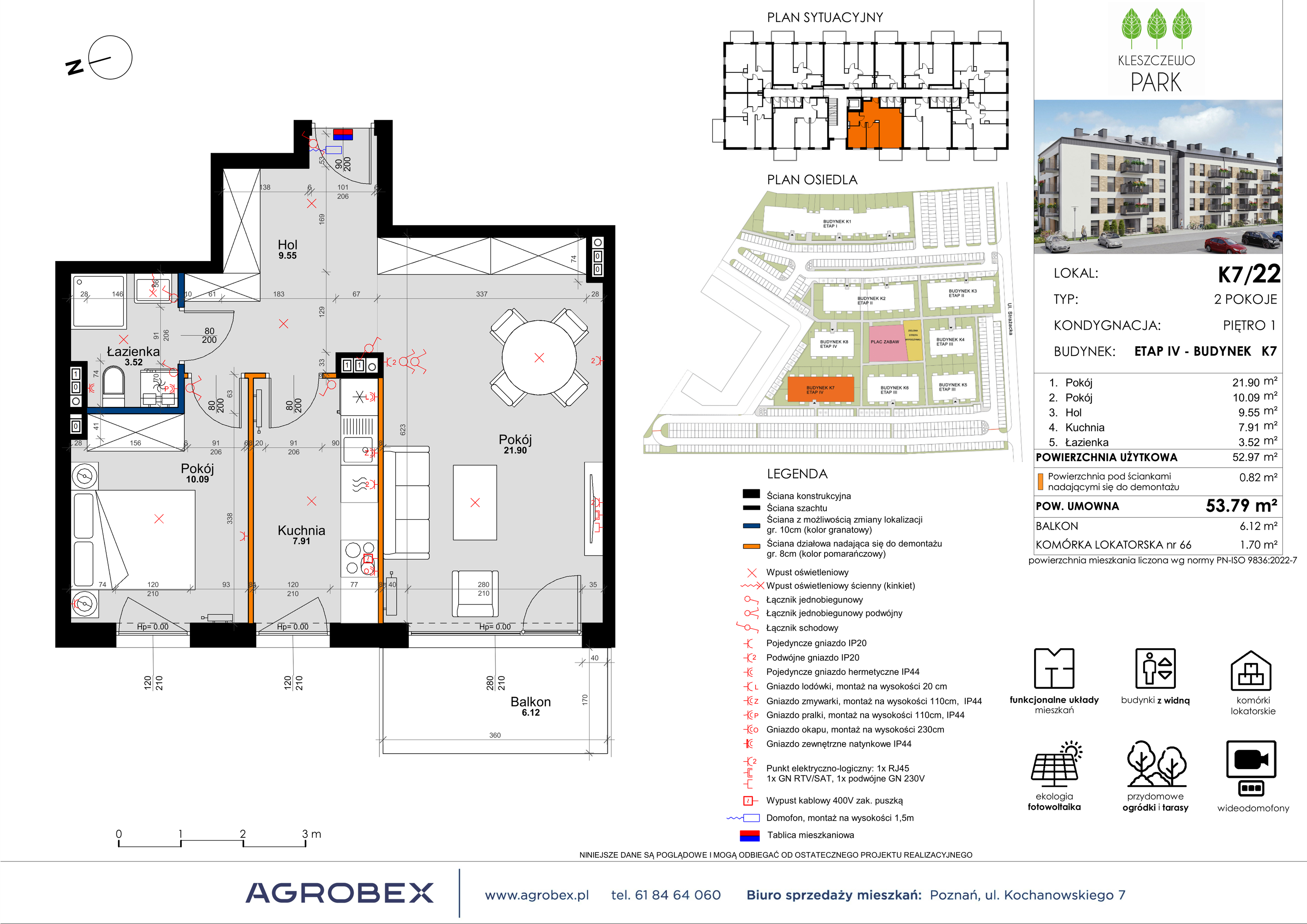 Mieszkanie 53,79 m², piętro 1, oferta nr K7/22, Kleszczewo Park, Kleszczewo, ul. Wiesławy Szymborskiej 1-idx