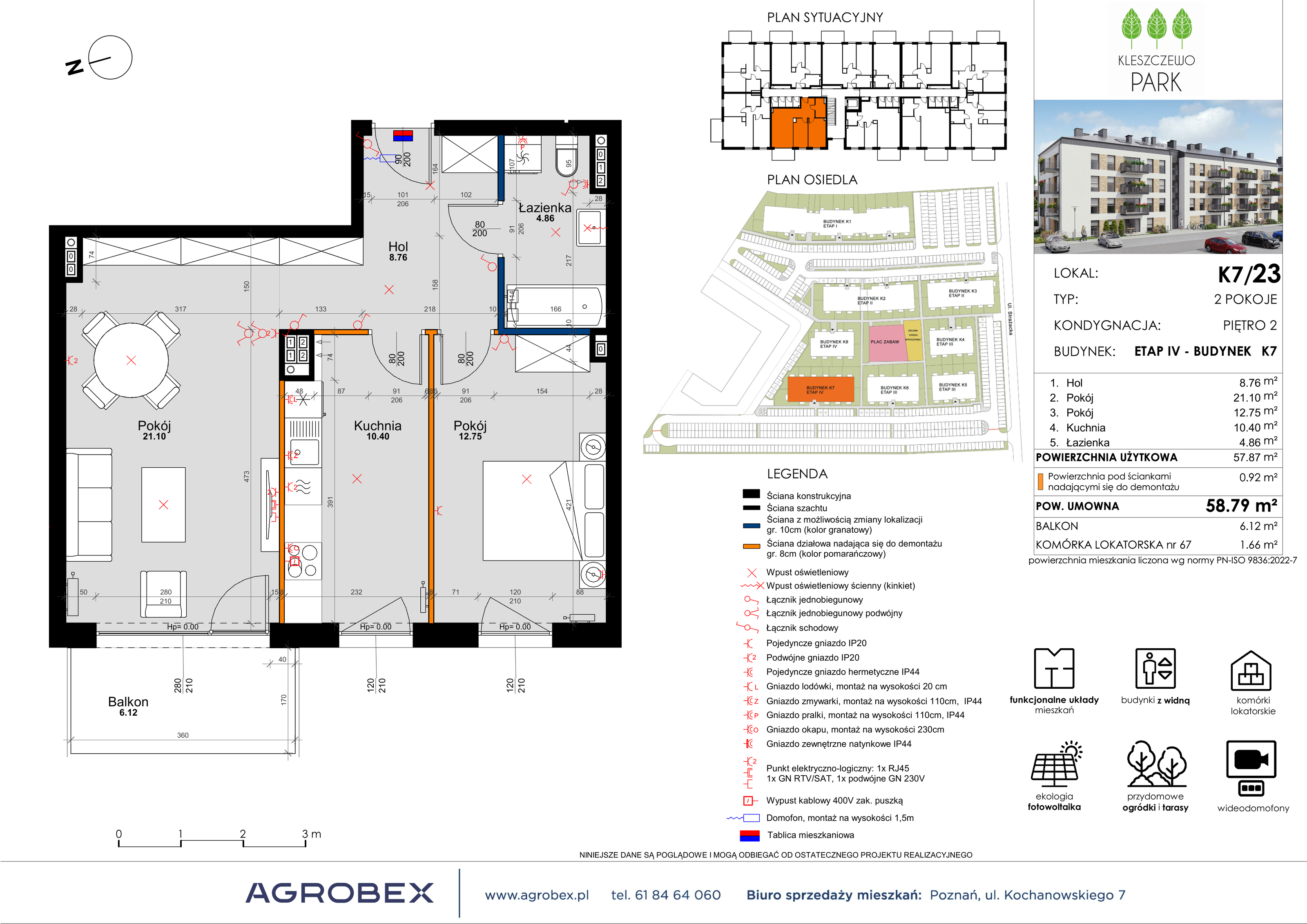 Mieszkanie 58,79 m², piętro 2, oferta nr K7/23, Kleszczewo Park, Kleszczewo, ul. Wiesławy Szymborskiej 1-idx