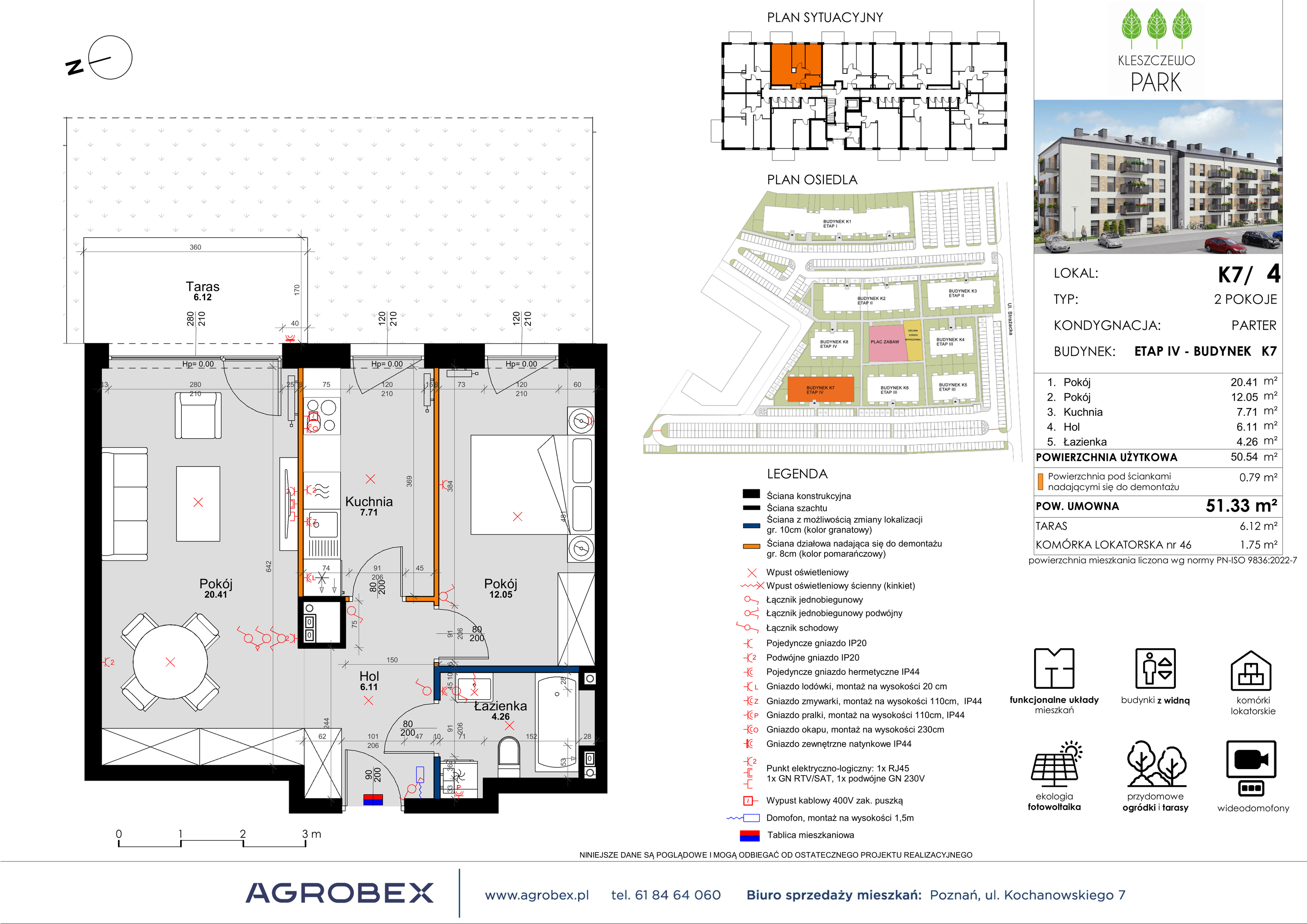 Mieszkanie 51,33 m², parter, oferta nr K7/4, Kleszczewo Park, Kleszczewo, ul. Wiesławy Szymborskiej 1-idx