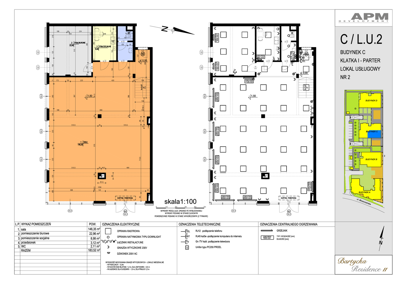 Lokal użytkowy 185,84 m², oferta nr UE C.2, Bartycka Residence II - lokale użytkowe, Warszawa, Mokotów, Siekierki, ul. Bluszczańska 50, 52, 54-idx