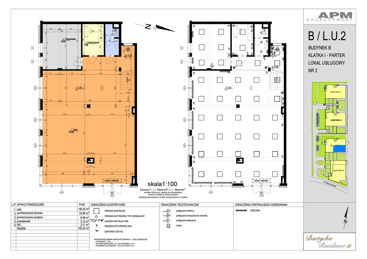 Lokal użytkowy 189,75 m², oferta nr UE B.2, Bartycka Residence II - lokale użytkowe, Warszawa, Mokotów, Siekierki, ul. Bluszczańska 50, 52, 54-idx