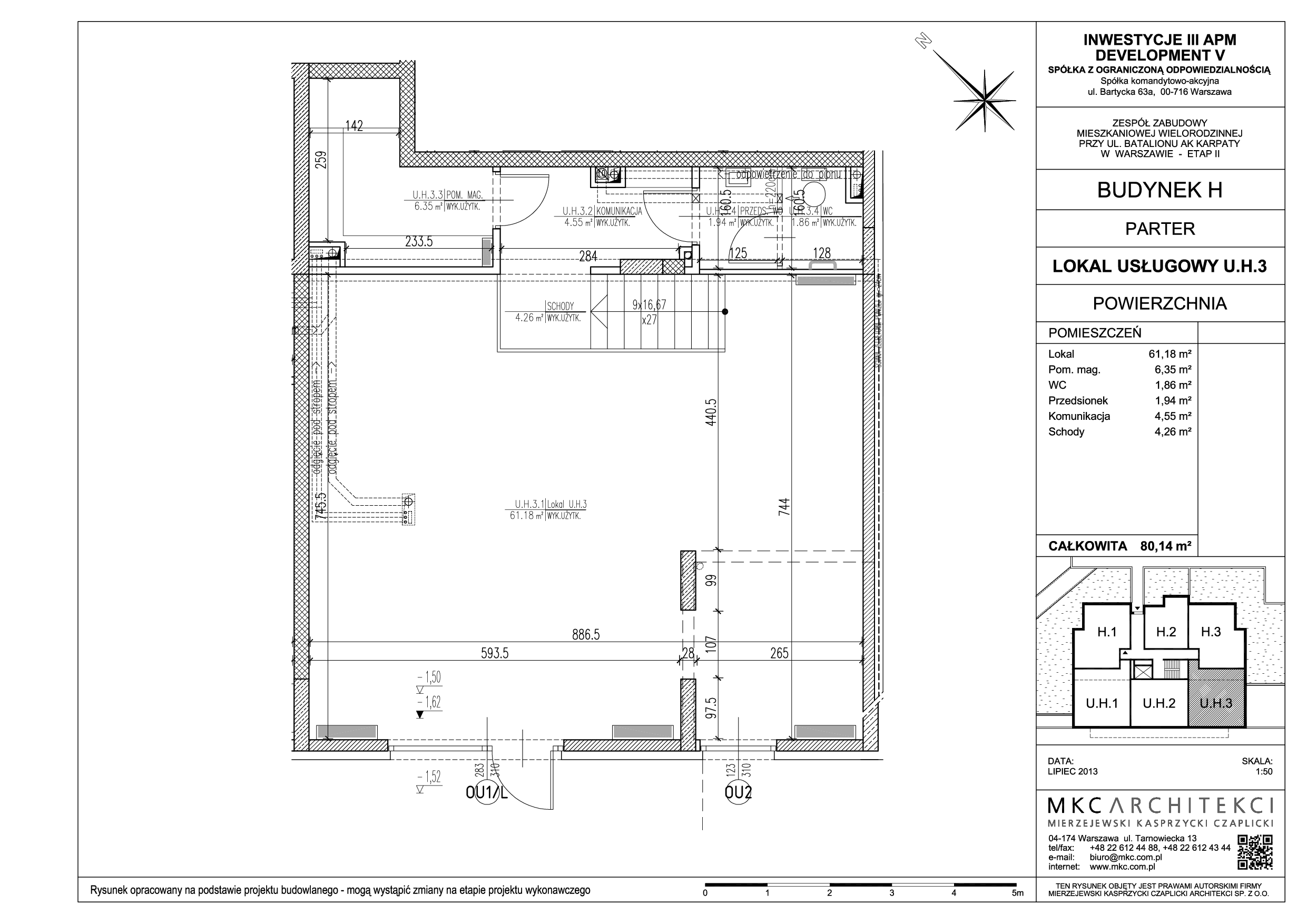 Lokal użytkowy 82,26 m², oferta nr U.H.3, Osiedle Bluszczańska - lokale użytkowe, Warszawa, Mokotów, Czerniaków, ul. Bluszczańska-idx