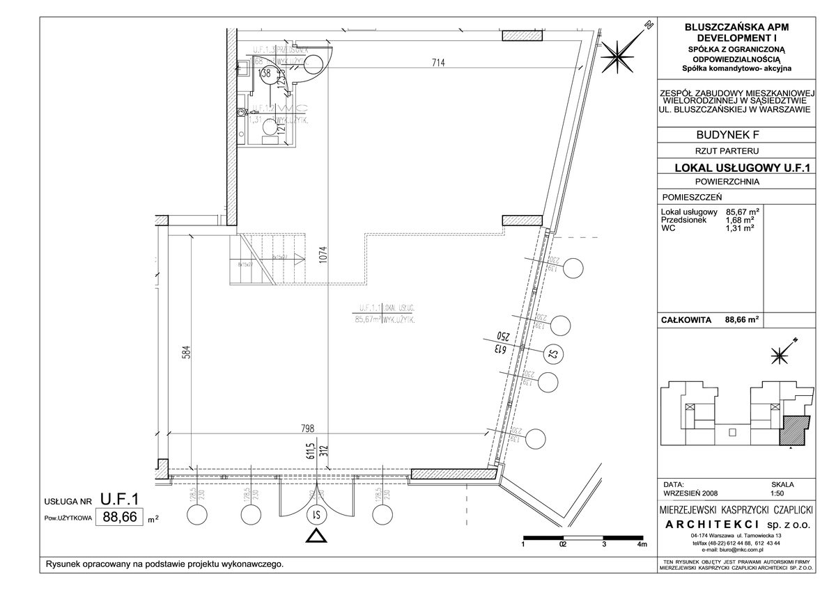 Lokal użytkowy 89,59 m², oferta nr UF.1, Osiedle Bluszczańska - lokale użytkowe, Warszawa, Mokotów, Czerniaków, ul. Bluszczańska-idx