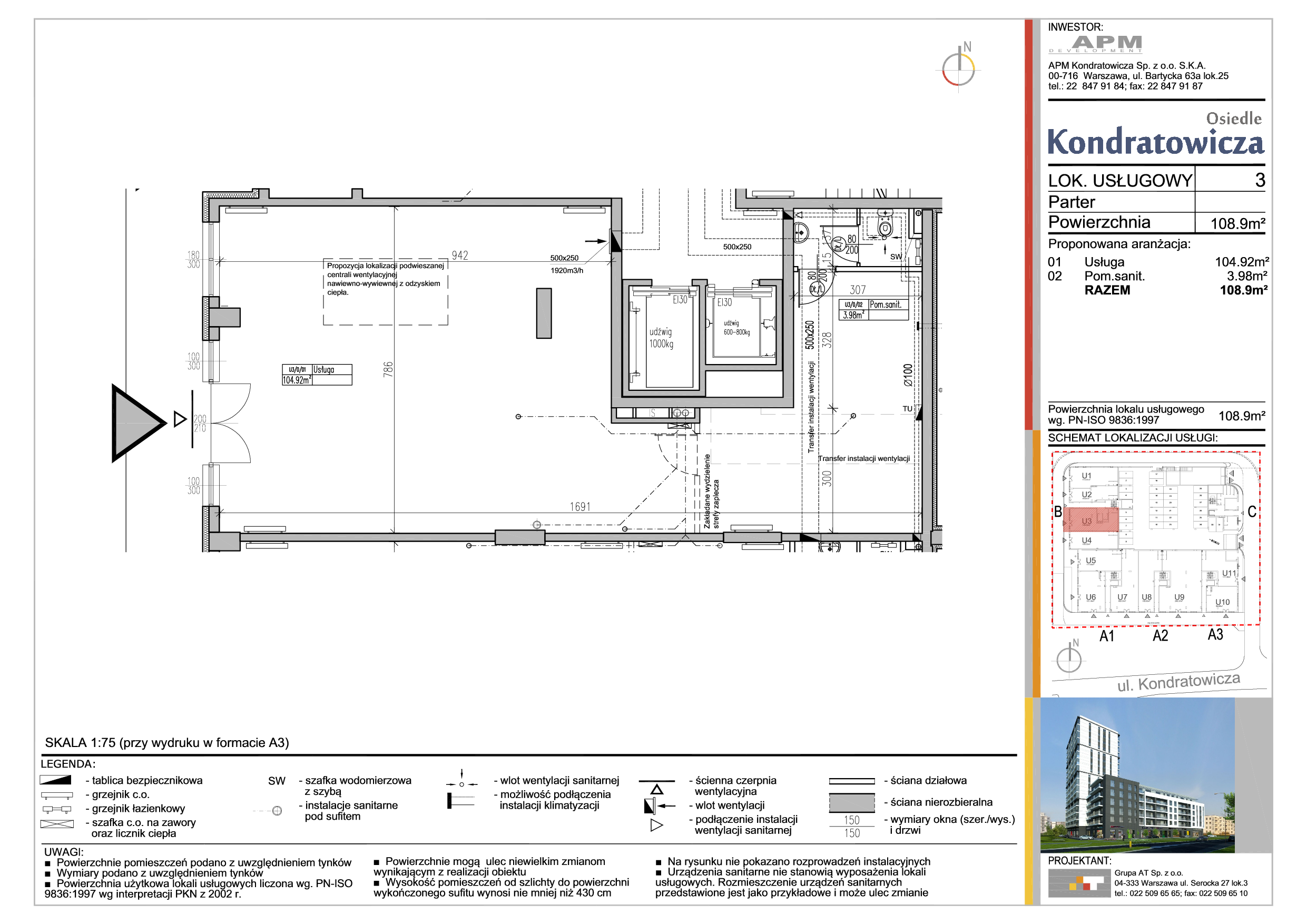 Lokal użytkowy 110,07 m², oferta nr U3, Osiedle Kondratowicza - lokale użytkowe, Warszawa, Targówek, ul. Kondratowicza-idx