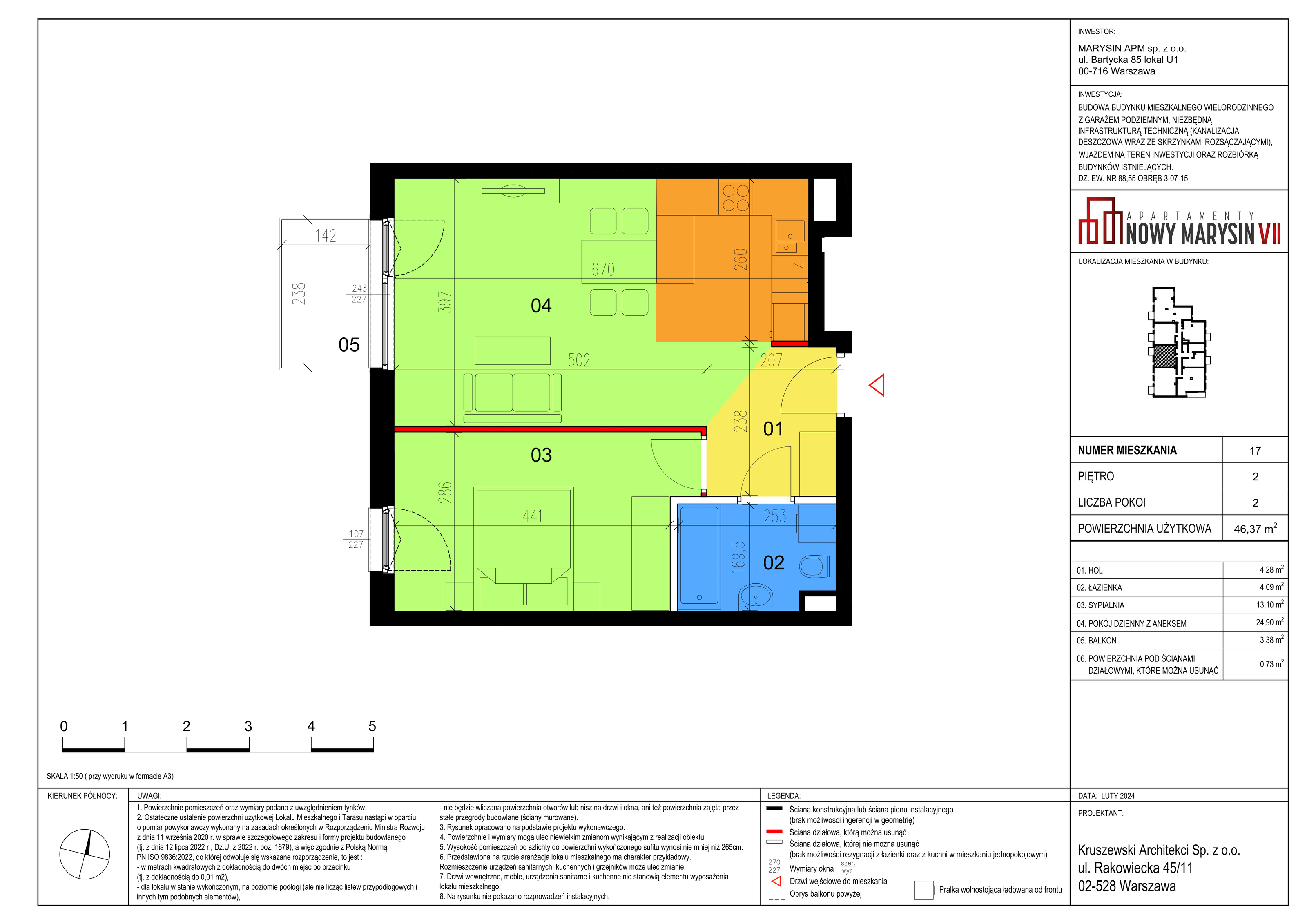 Mieszkanie 46,37 m², piętro 2, oferta nr VII_17, Apartamenty Marysin, Warszawa, Wawer, Marysin Wawerski, ul. Bluszczowa 14-idx