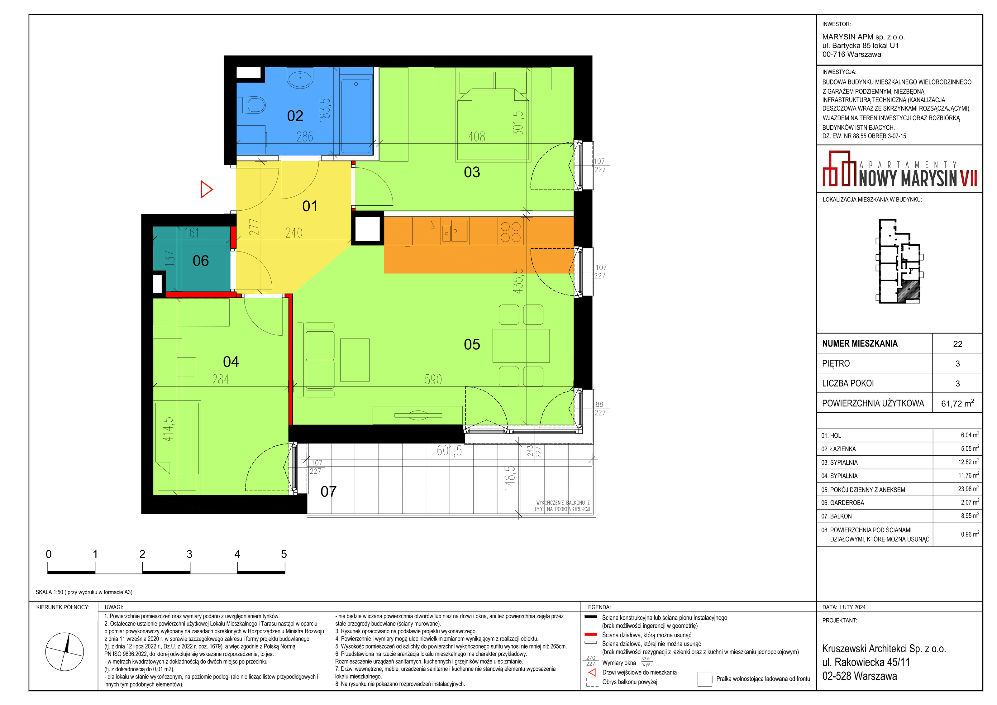 Mieszkanie 61,72 m², piętro 3, oferta nr VII_22, Apartamenty Marysin, Warszawa, Wawer, Marysin Wawerski, ul. Bluszczowa 14-idx