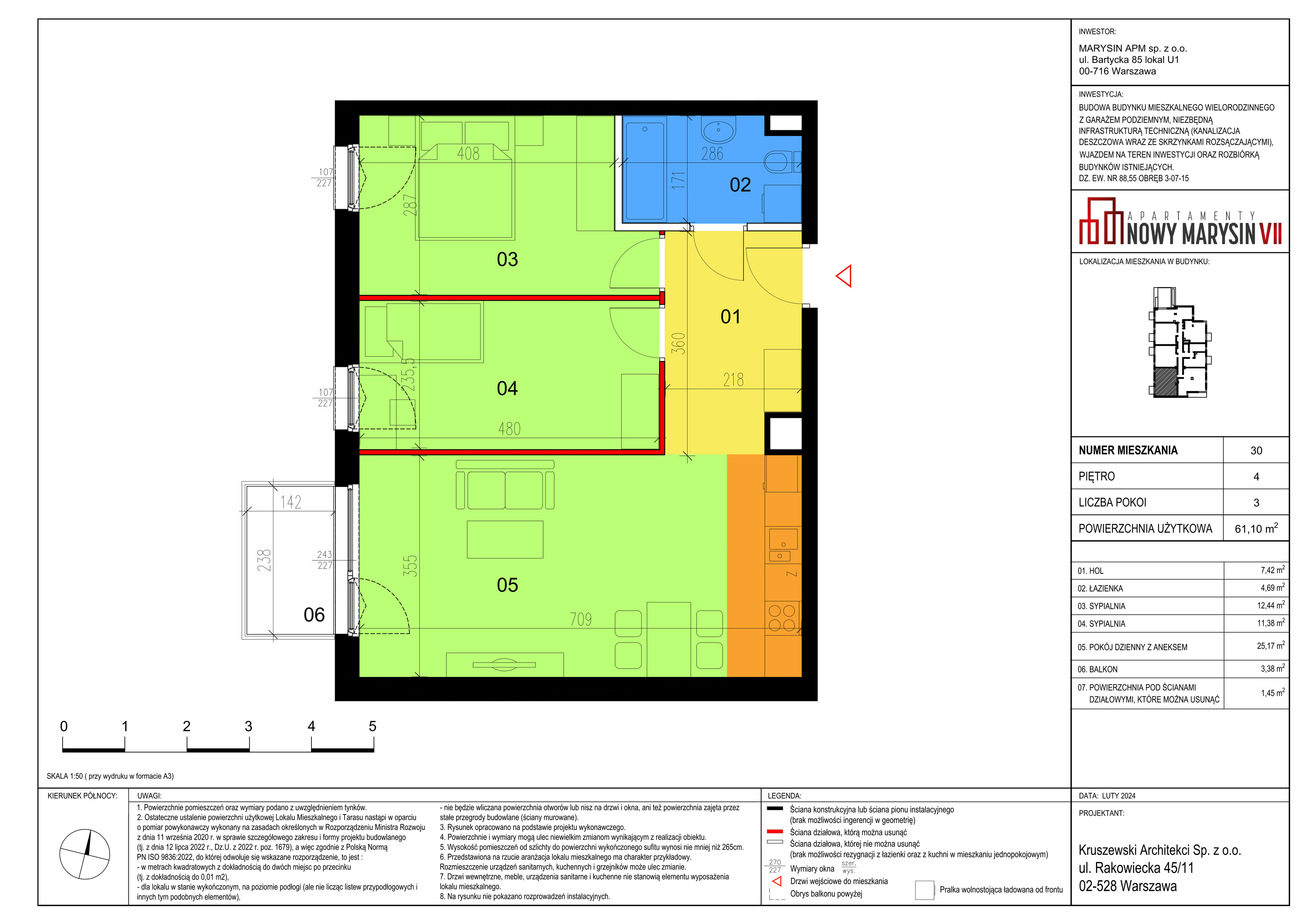 Mieszkanie 61,10 m², piętro 4, oferta nr VII_30, Apartamenty Marysin, Warszawa, Wawer, Marysin Wawerski, ul. Bluszczowa 14-idx