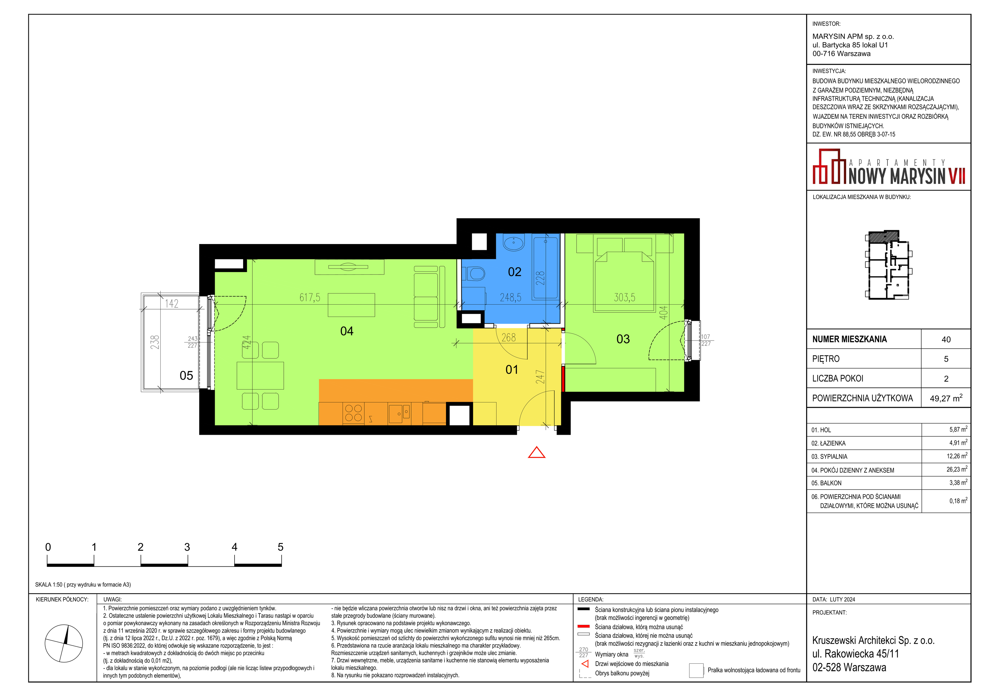 Mieszkanie 49,27 m², piętro 5, oferta nr VII_40, Apartamenty Marysin, Warszawa, Wawer, Marysin Wawerski, ul. Bluszczowa 14-idx