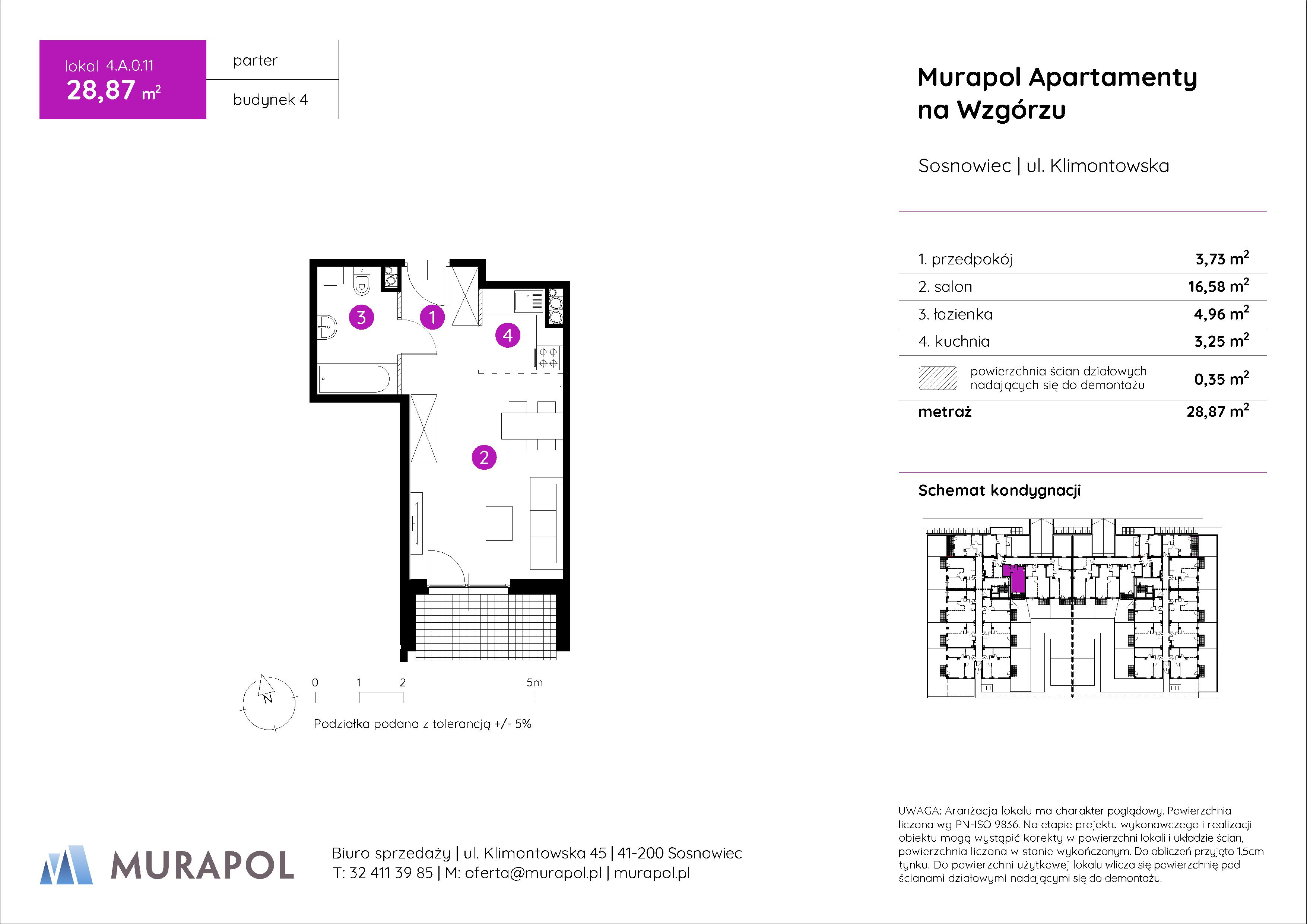 Mieszkanie 28,87 m², parter, oferta nr 4.A.0.11, Murapol Apartamenty Na Wzgórzu, Sosnowiec, Klimontów, ul. Klimontowska 45-idx