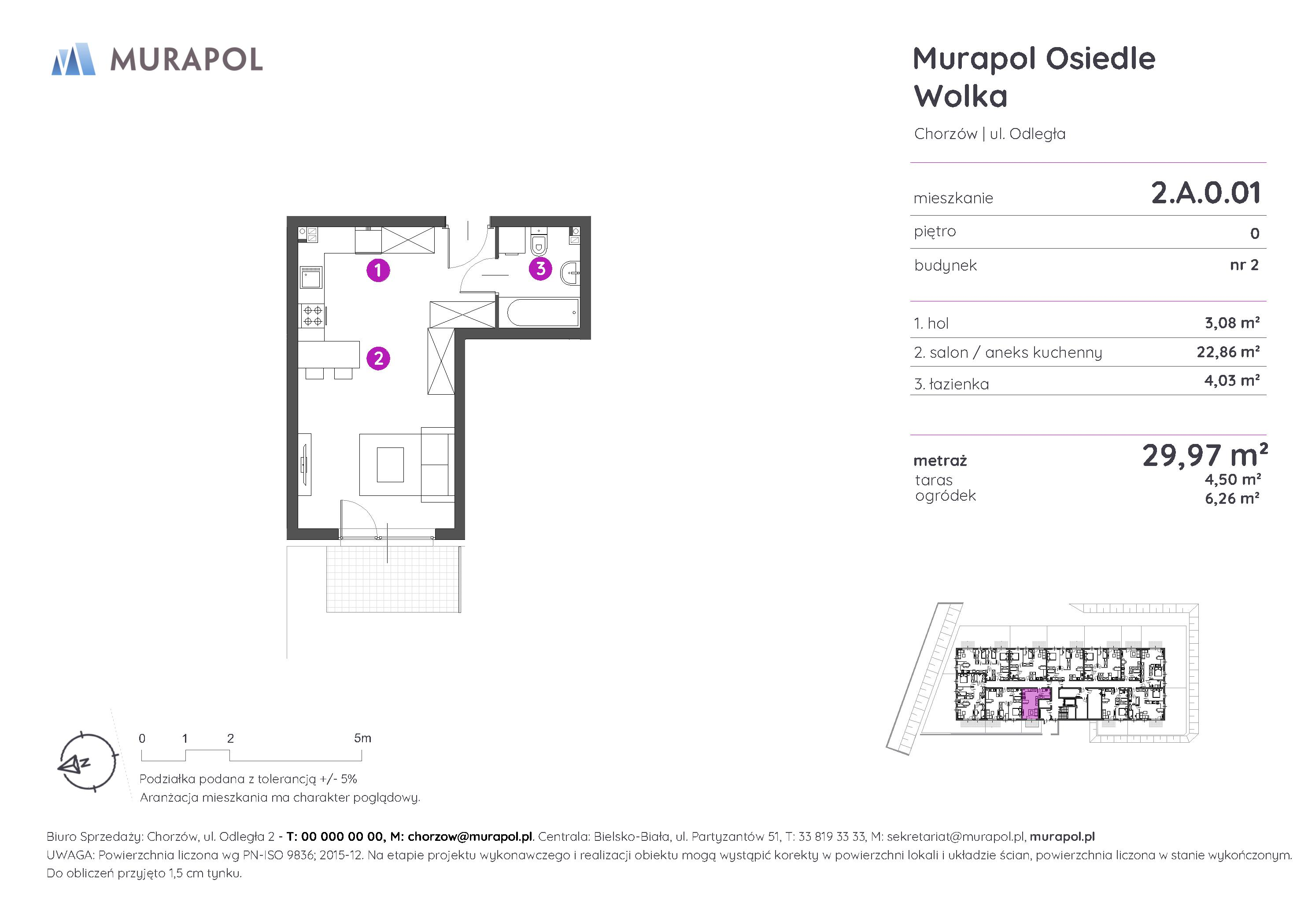 Mieszkanie 29,97 m², parter, oferta nr 2.A.0.01, Murapol Osiedle Wolka, Chorzów, Centrum, ul. Odległa-idx