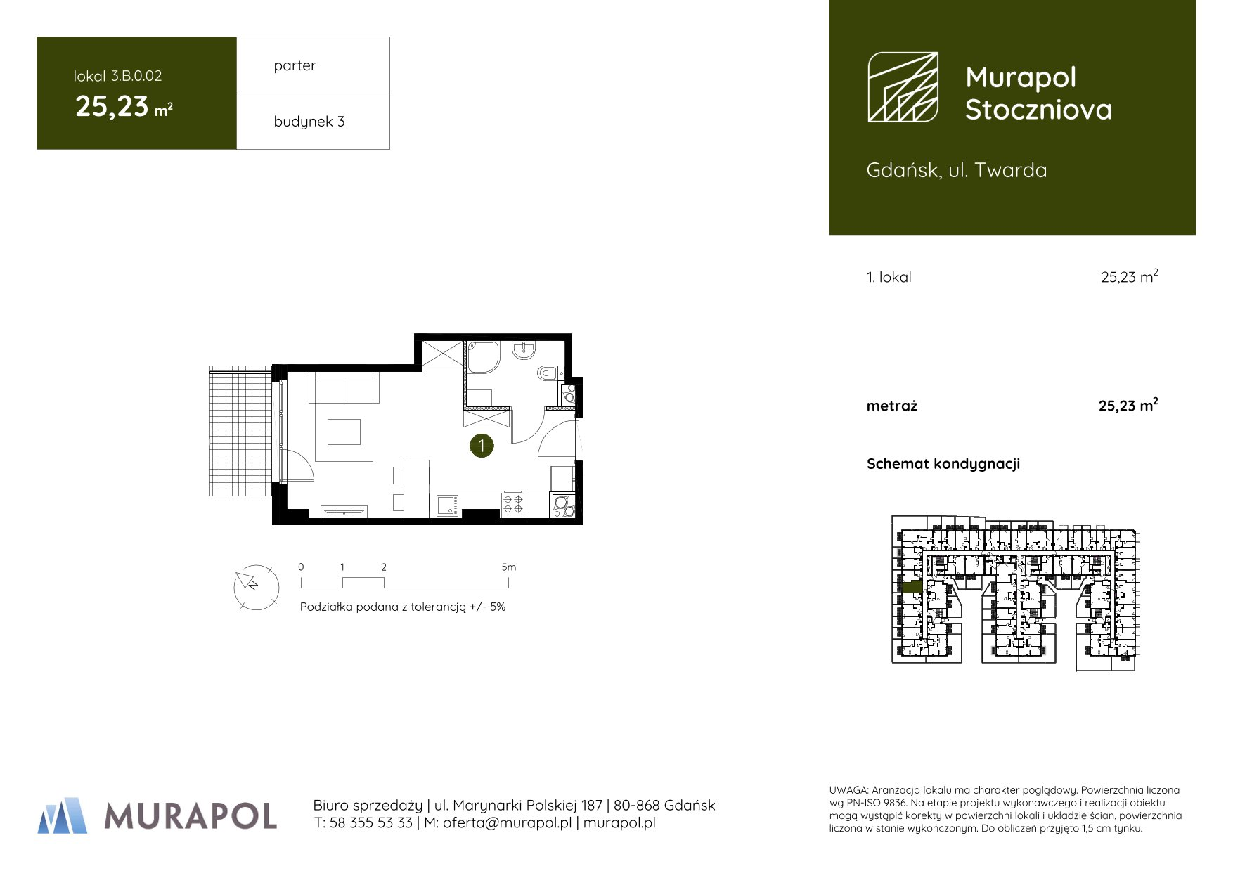 Apartament inwestycyjny 25,23 m², parter, oferta nr 3.B.0.02, Murapol Stoczniova, Gdańsk, Młyniska, ul. Twarda-idx