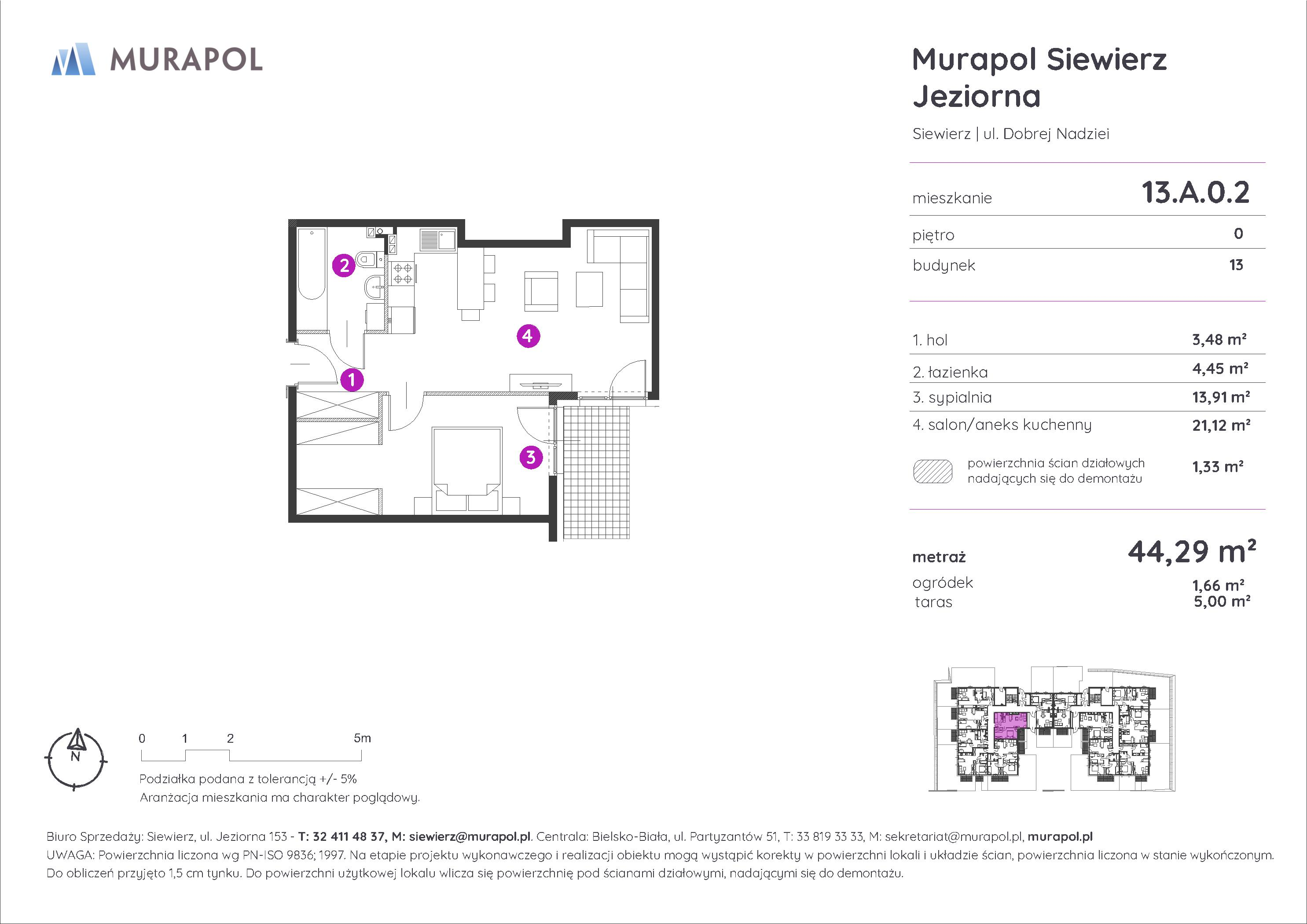 Mieszkanie 44,29 m², parter, oferta nr 13.A.0.2, Murapol Siewierz Jeziorna - Gotowe mieszkania, Siewierz, ul. Jeziorna 153-idx