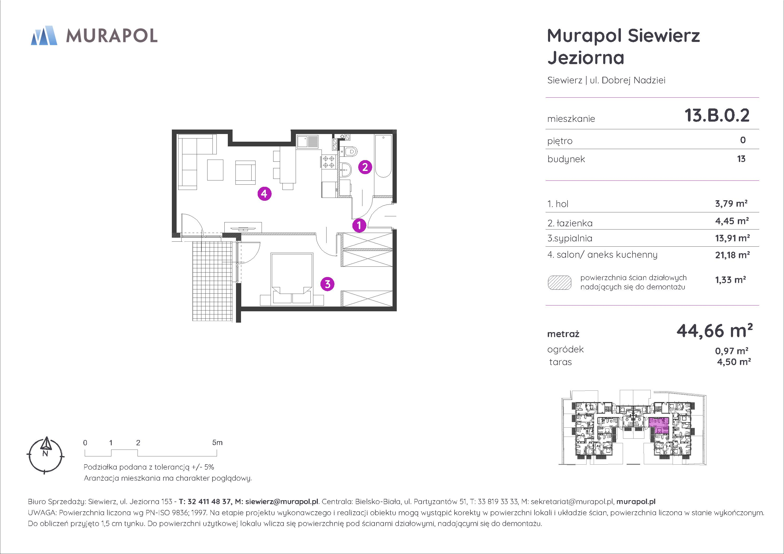 Mieszkanie 44,66 m², parter, oferta nr 13.B.0.2, Murapol Siewierz Jeziorna - Gotowe mieszkania, Siewierz, ul. Jeziorna 153-idx