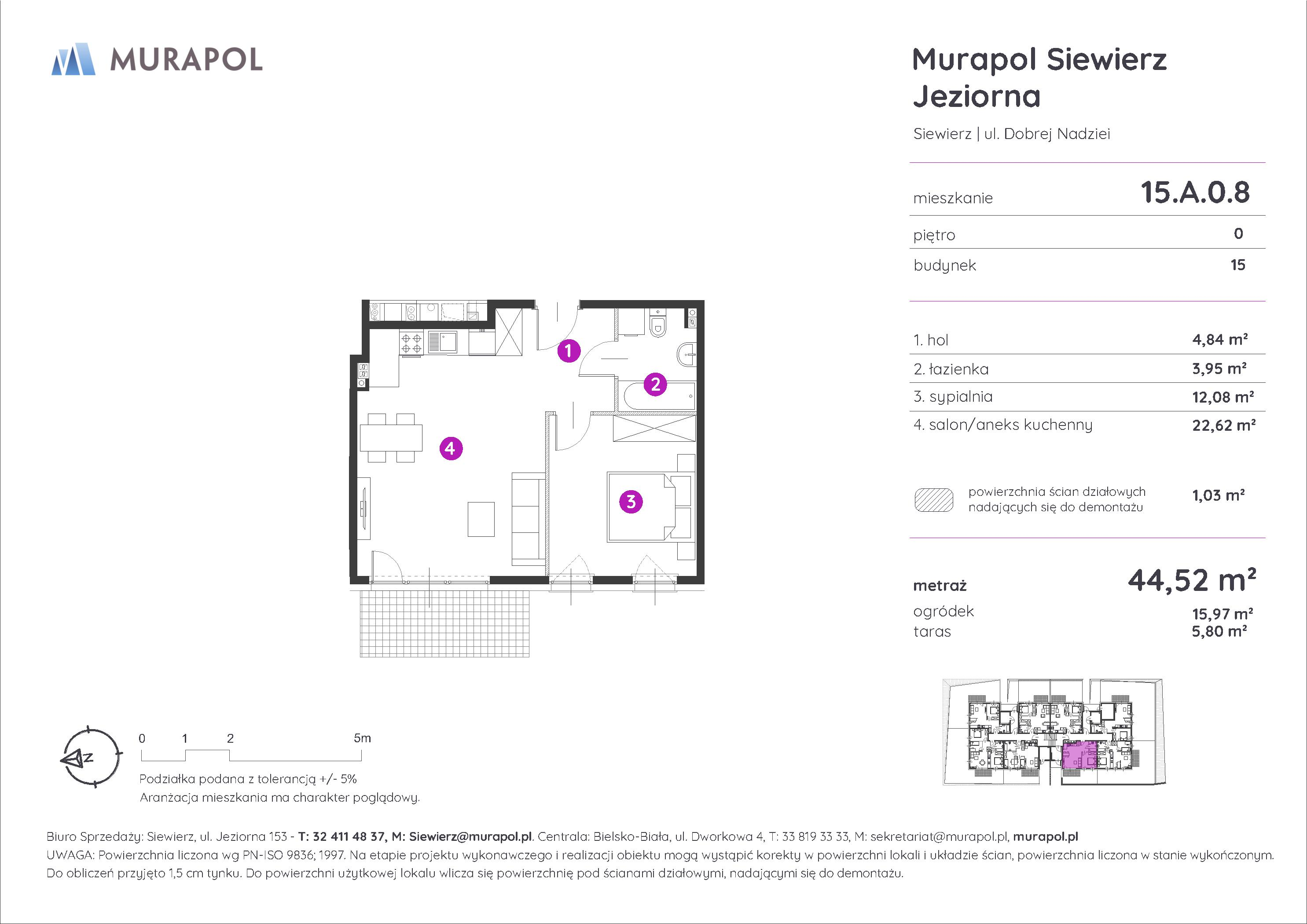 Mieszkanie 44,52 m², parter, oferta nr 15.A.0.8, Murapol Siewierz Jeziorna, Siewierz, ul. Jeziorna 153-idx