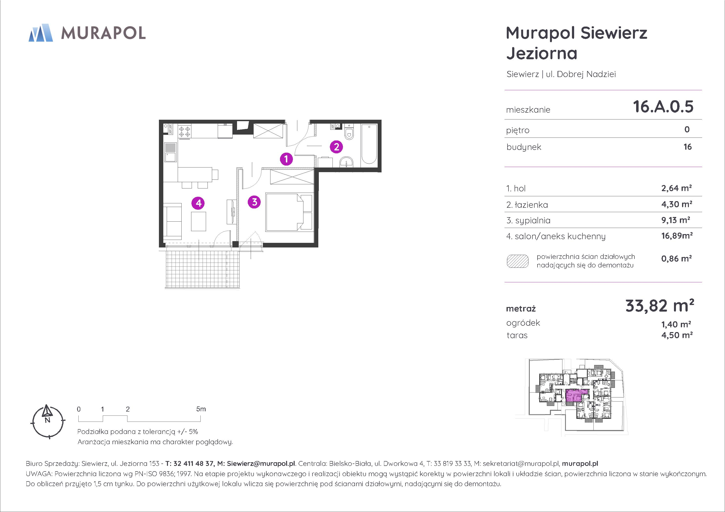 Mieszkanie 33,82 m², parter, oferta nr 16.A.0.5, Murapol Siewierz Jeziorna, Siewierz, ul. Jeziorna 153-idx