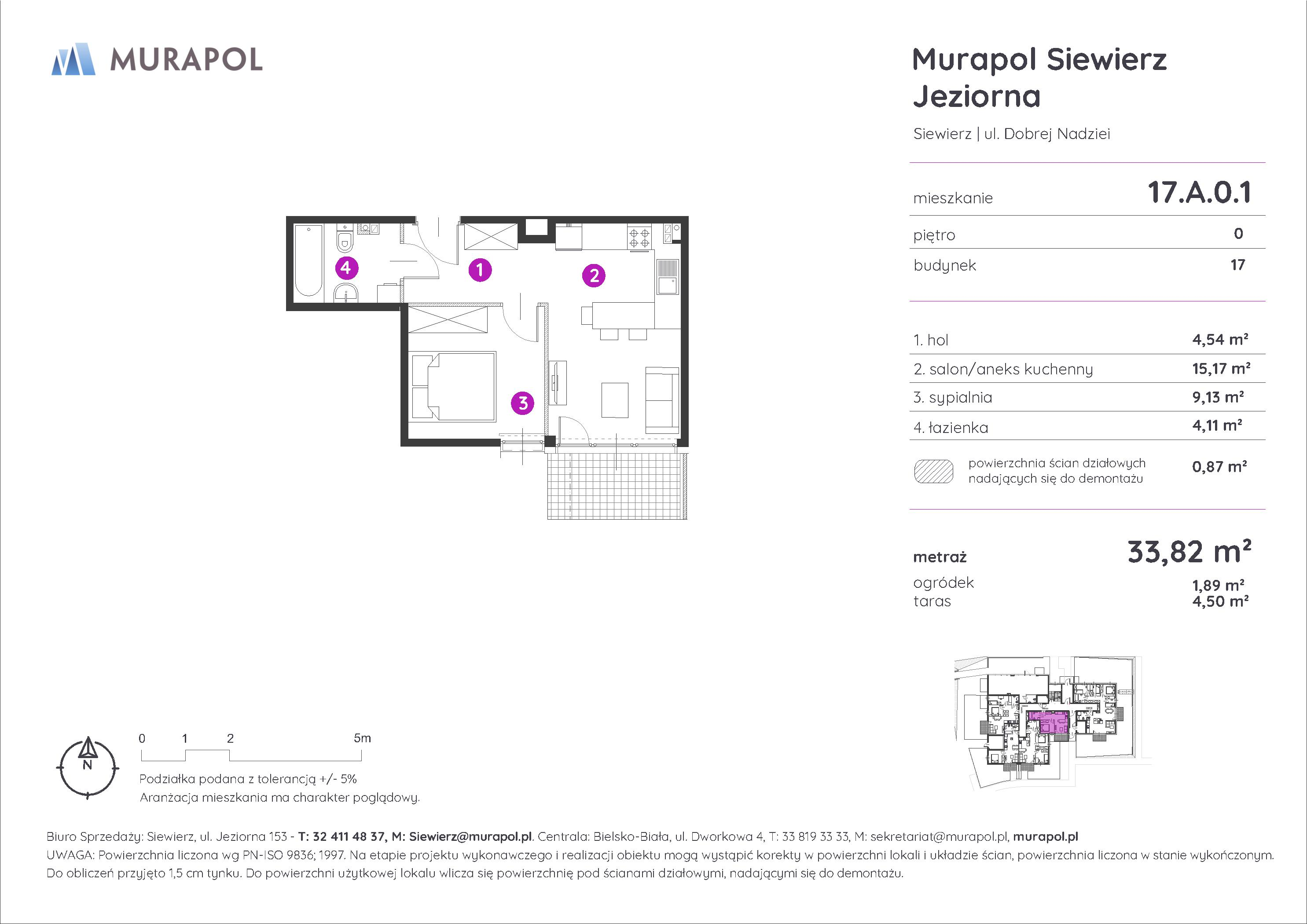 Mieszkanie 33,82 m², parter, oferta nr 17.A.0.1, Murapol Siewierz Jeziorna, Siewierz, ul. Jeziorna 153-idx