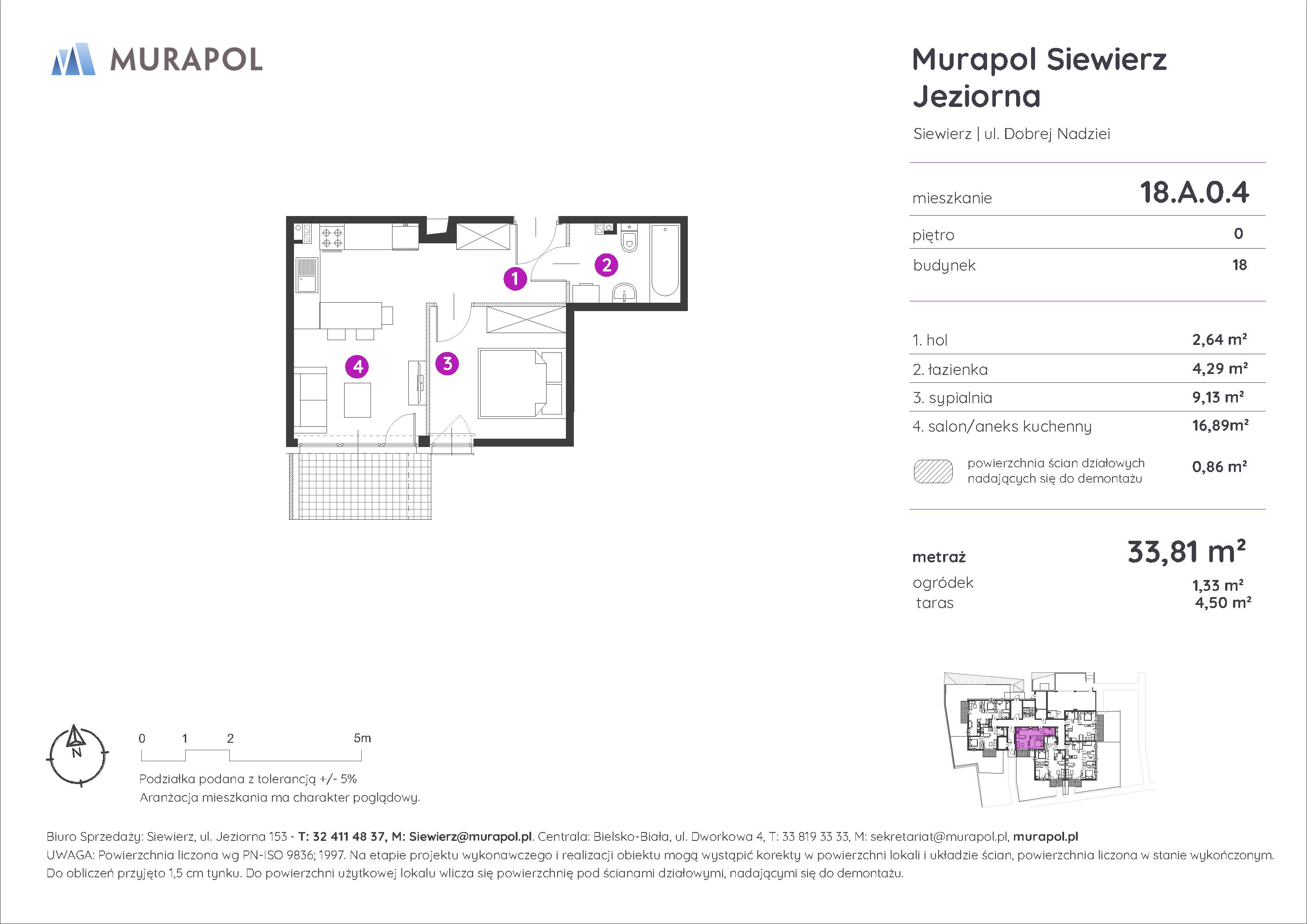 Mieszkanie 33,81 m², parter, oferta nr 18.A.0.4, Murapol Siewierz Jeziorna, Siewierz, ul. Jeziorna 153-idx