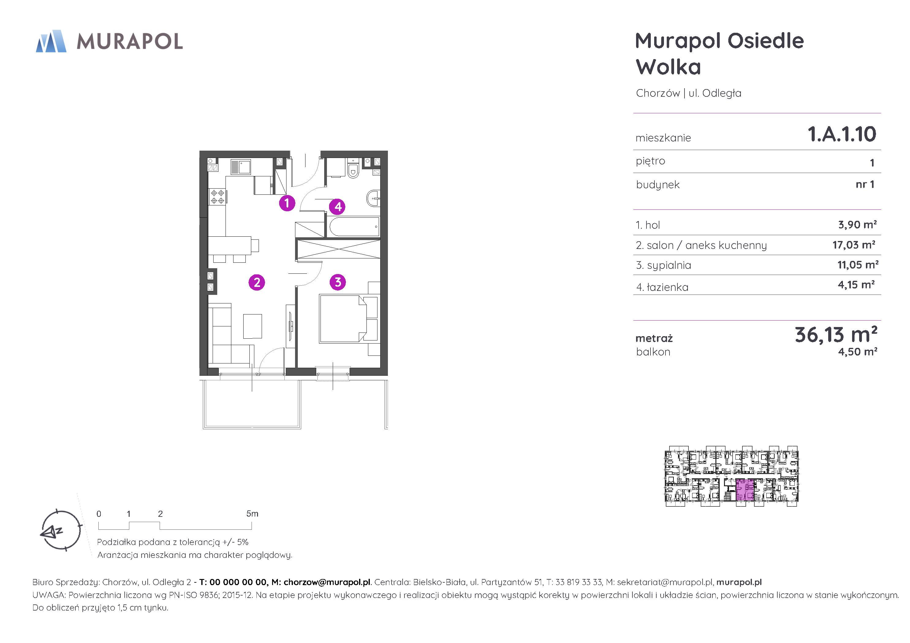 Mieszkanie 36,13 m², piętro 1, oferta nr 1.A.1.10, Murapol Osiedle Wolka, Chorzów, Centrum, ul. Odległa-idx