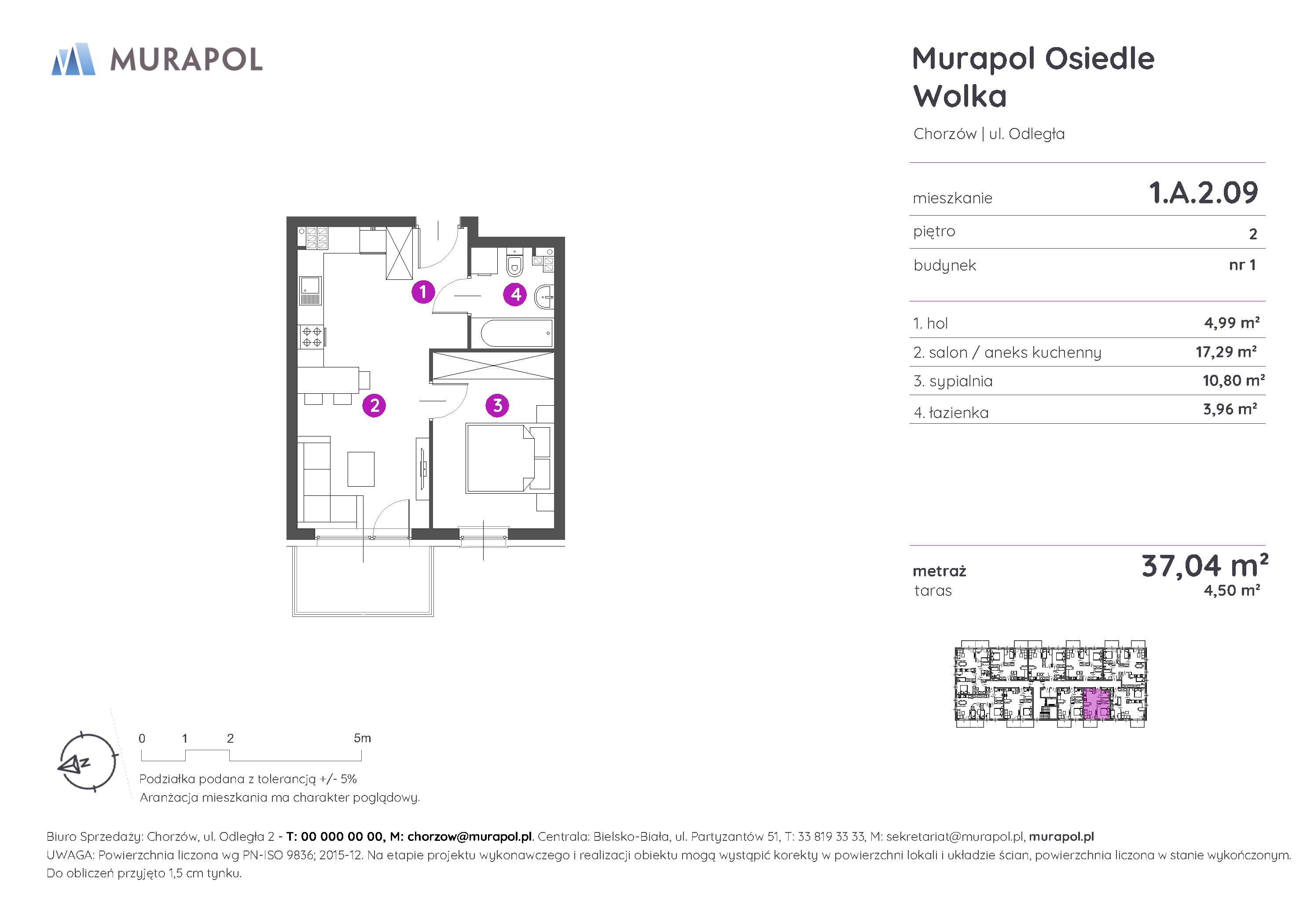 Mieszkanie 37,04 m², piętro 2, oferta nr 1.A.2.09, Murapol Osiedle Wolka, Chorzów, Centrum, ul. Odległa-idx