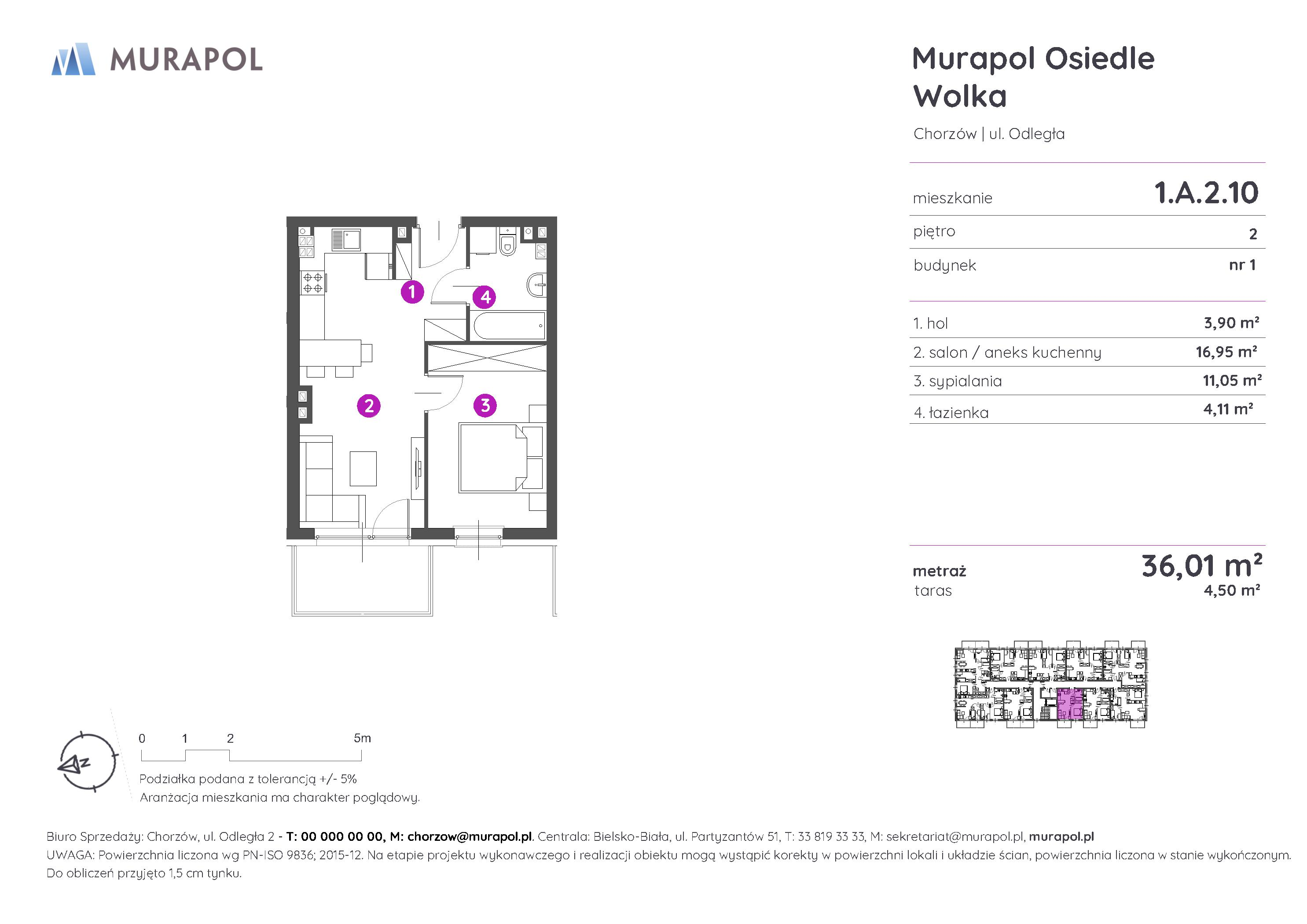 Mieszkanie 36,01 m², piętro 2, oferta nr 1.A.2.10, Murapol Osiedle Wolka, Chorzów, Centrum, ul. Odległa-idx