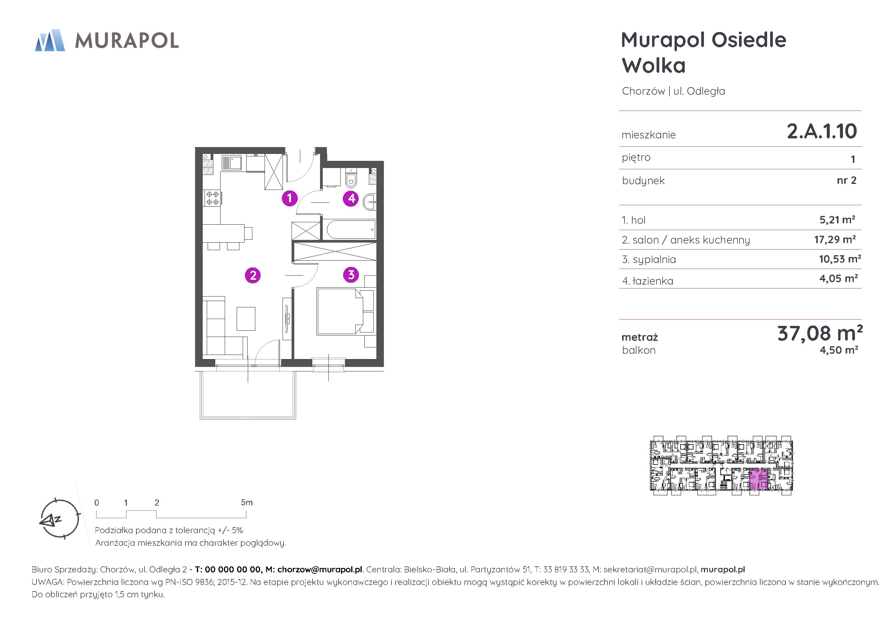 Mieszkanie 37,08 m², piętro 1, oferta nr 2.A.1.10, Murapol Osiedle Wolka, Chorzów, Centrum, ul. Odległa-idx