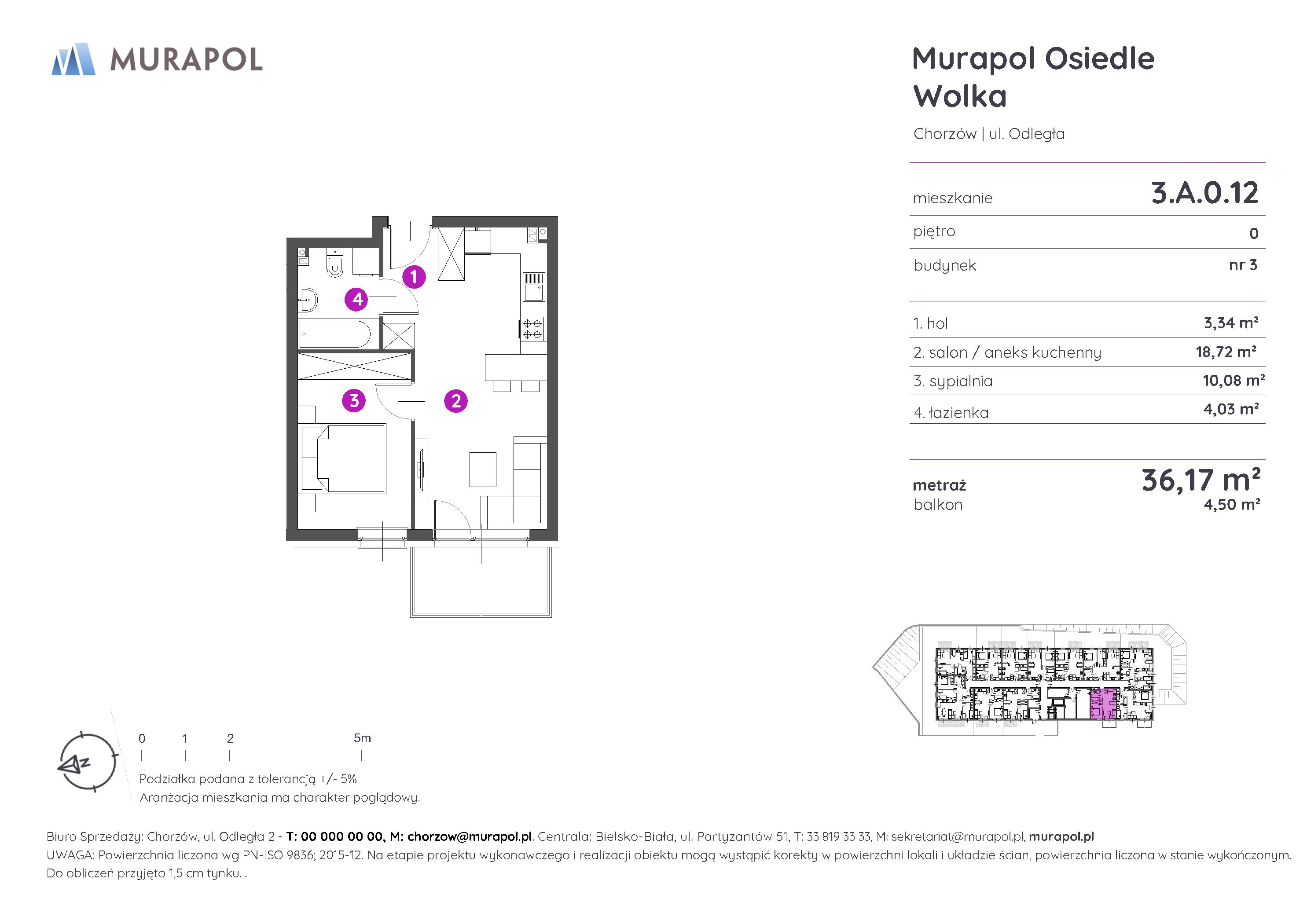 Mieszkanie 36,17 m², parter, oferta nr 3.A.0.12, Murapol Osiedle Wolka, Chorzów, Centrum, ul. Odległa-idx