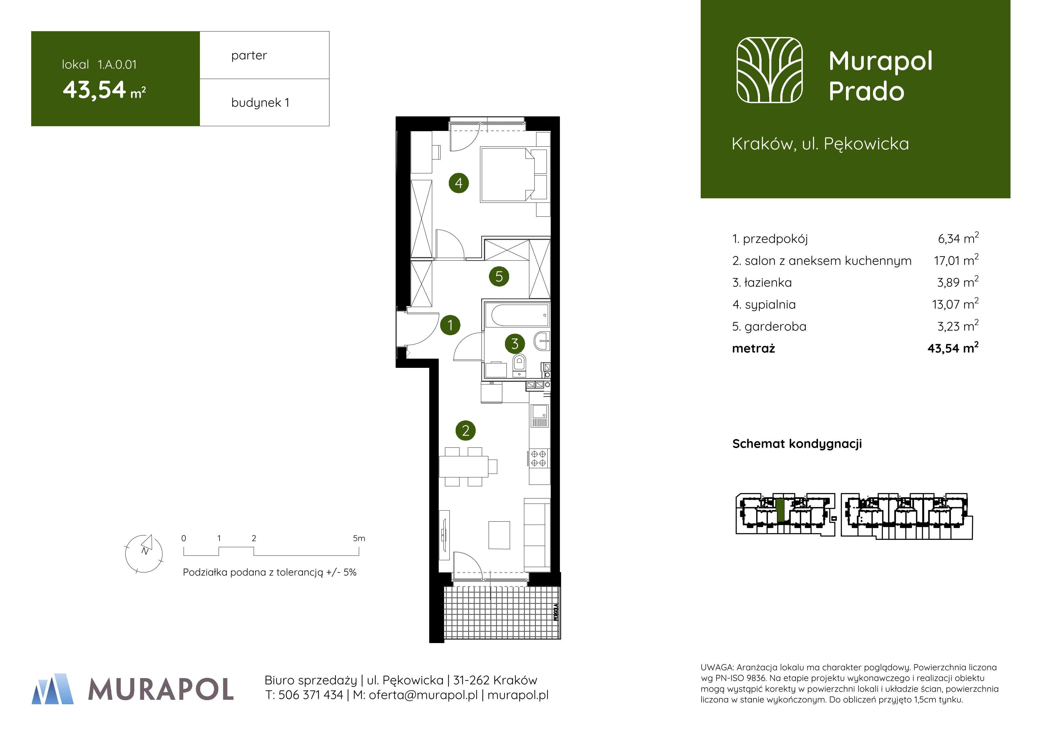 Mieszkanie 43,54 m², parter, oferta nr 1.A.0.01, Murapol Prado, Kraków, Prądnik Biały, ul. Pękowicka-idx