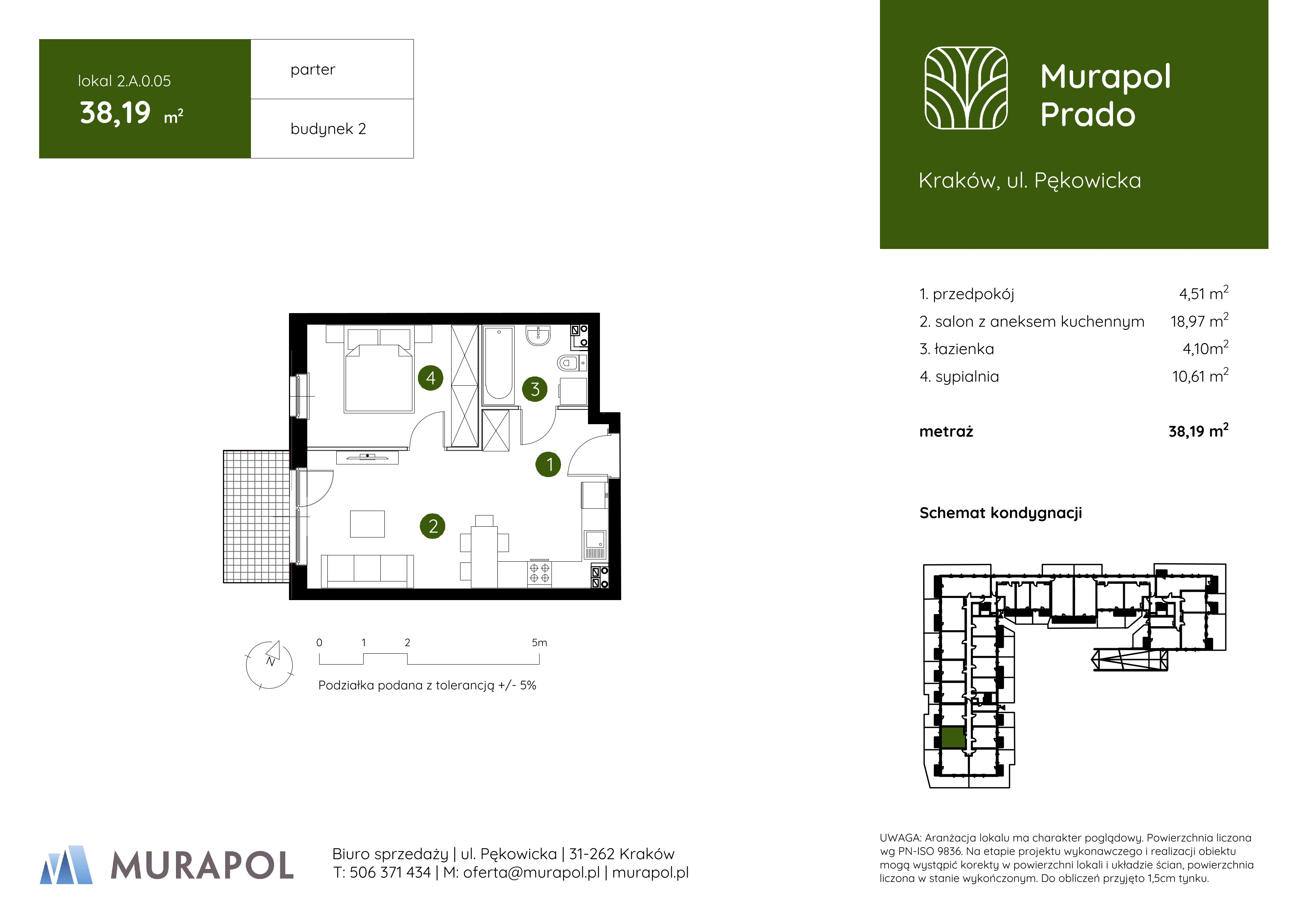 Mieszkanie 38,19 m², parter, oferta nr 2.A.0.05, Murapol Prado, Kraków, Prądnik Biały, ul. Pękowicka-idx