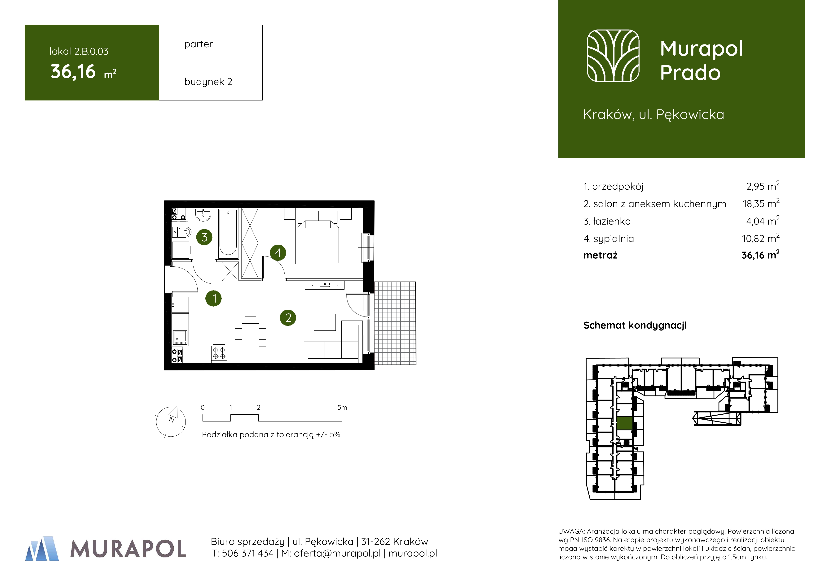 Mieszkanie 36,16 m², parter, oferta nr 2.B.0.03, Murapol Prado, Kraków, Prądnik Biały, ul. Pękowicka-idx