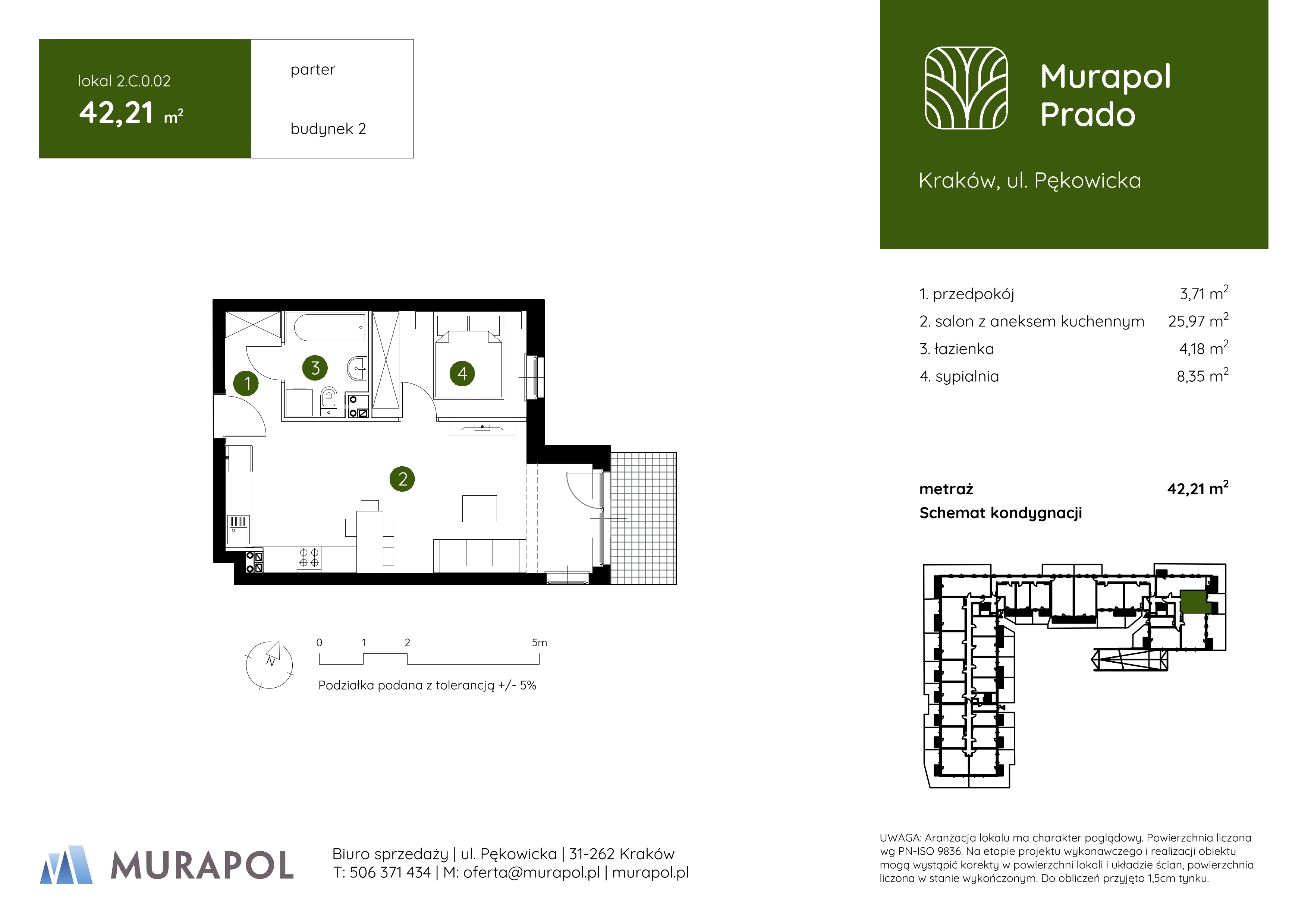 Mieszkanie 42,21 m², parter, oferta nr 2.C.0.02, Murapol Prado, Kraków, Prądnik Biały, ul. Pękowicka-idx