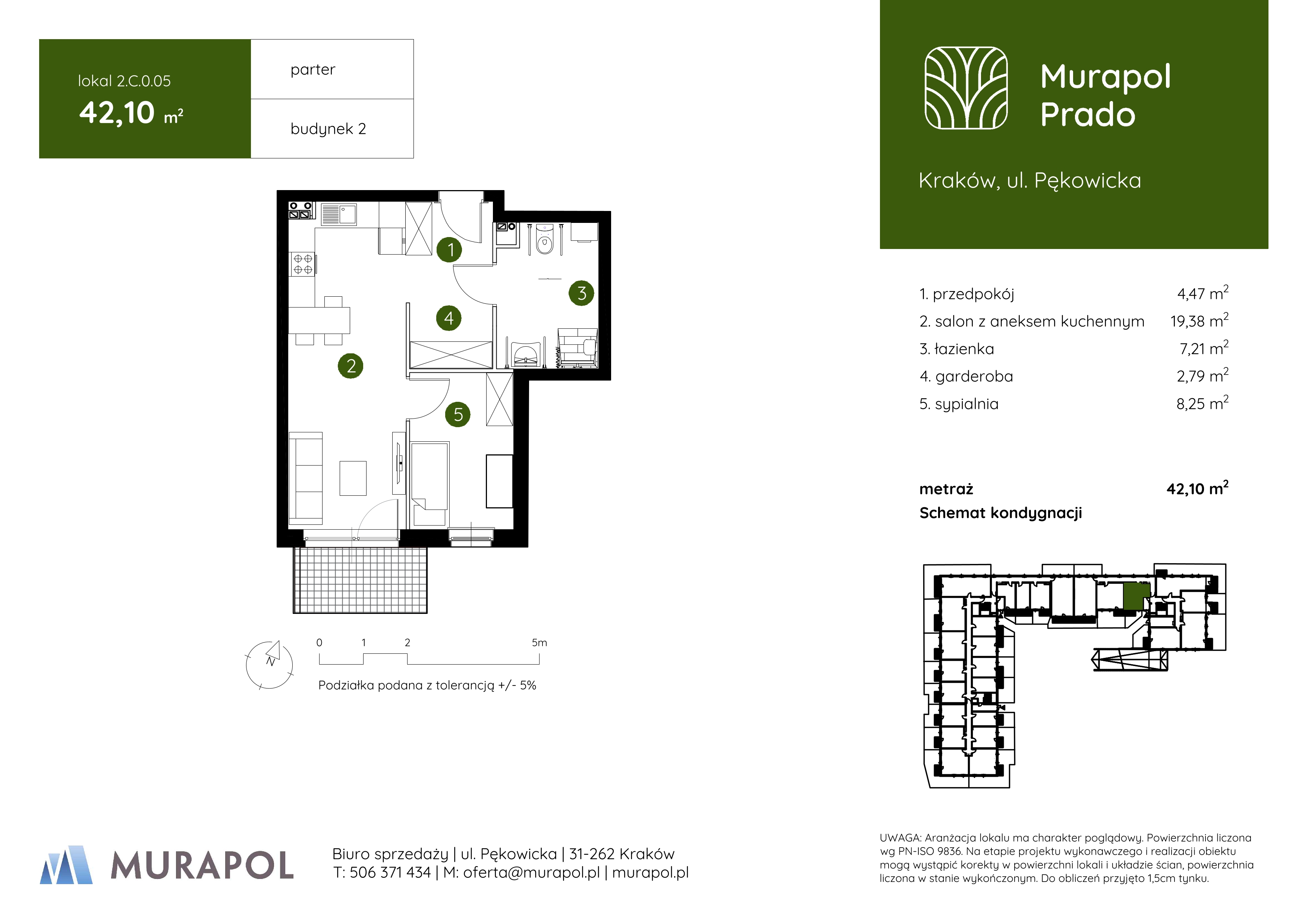 Mieszkanie 42,10 m², parter, oferta nr 2.C.0.05, Murapol Prado, Kraków, Prądnik Biały, ul. Pękowicka-idx