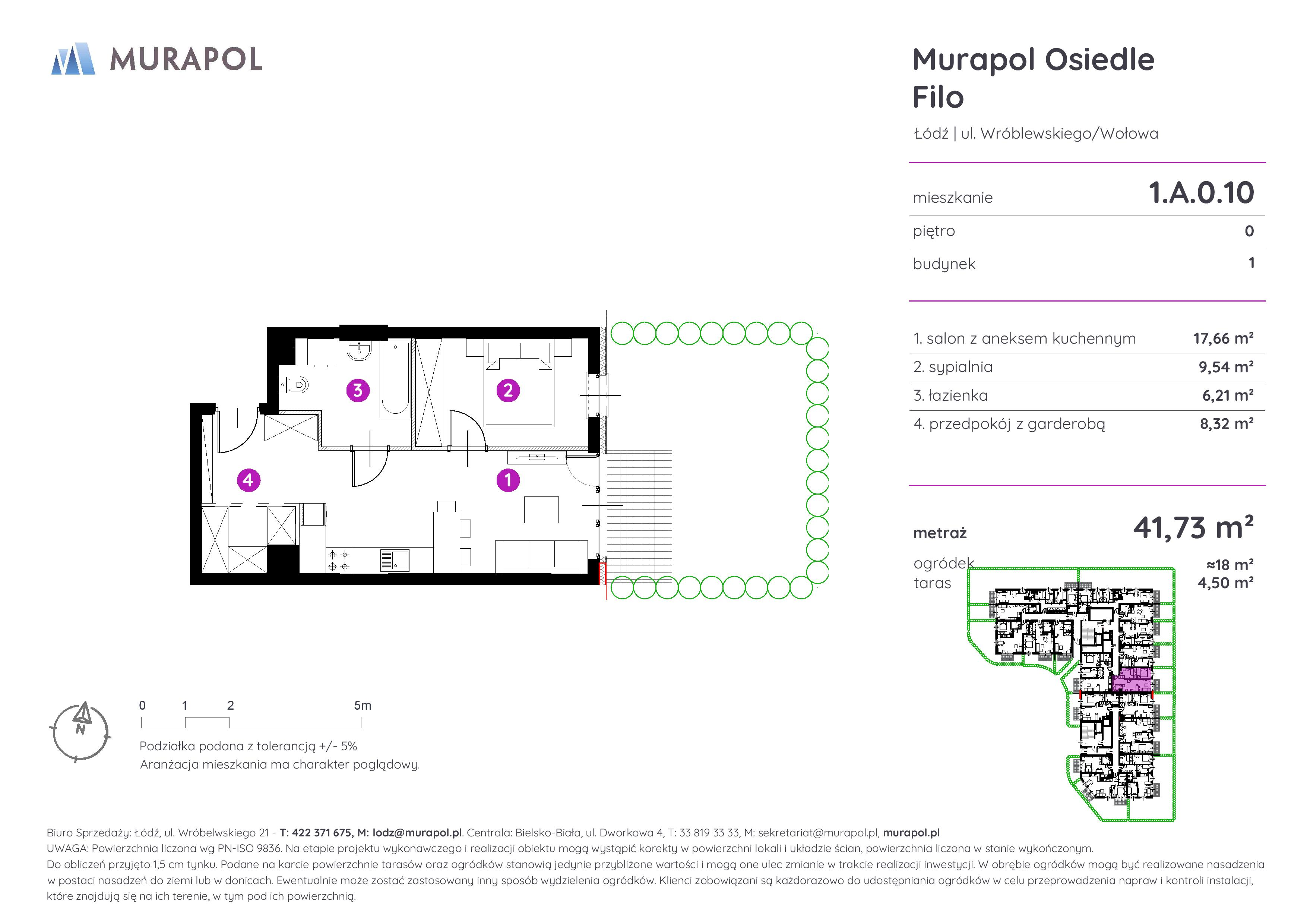 Mieszkanie 41,73 m², parter, oferta nr 1.A.0.10, Murapol Osiedle Filo, Łódź, Polesie, Stare Polesie, ul. Wołowa-idx