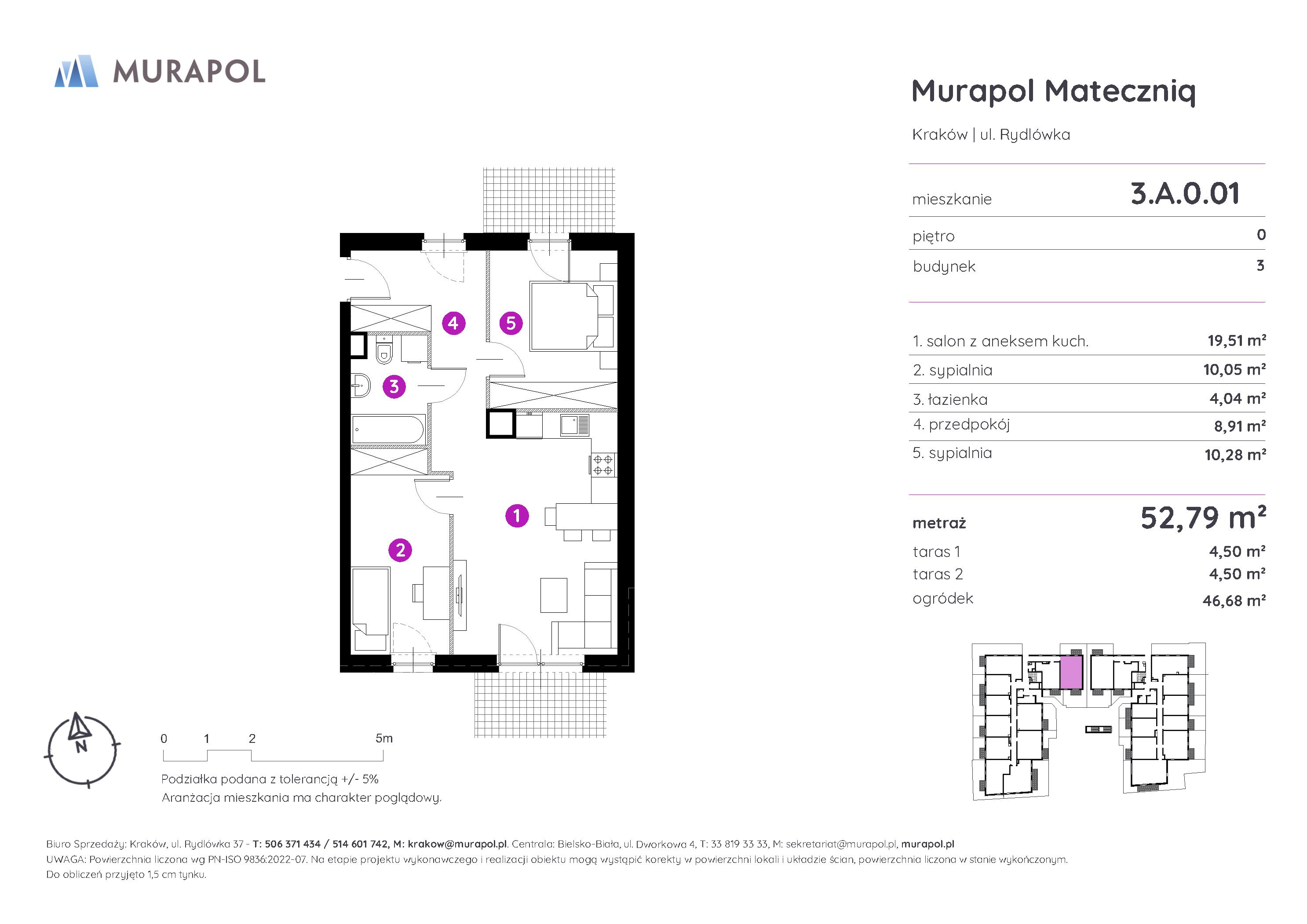 Mieszkanie 52,79 m², parter, oferta nr 3.A.0.01, Murapol Mateczniq, Kraków, Podgórze, Mateczny, ul. Rydlówka-idx