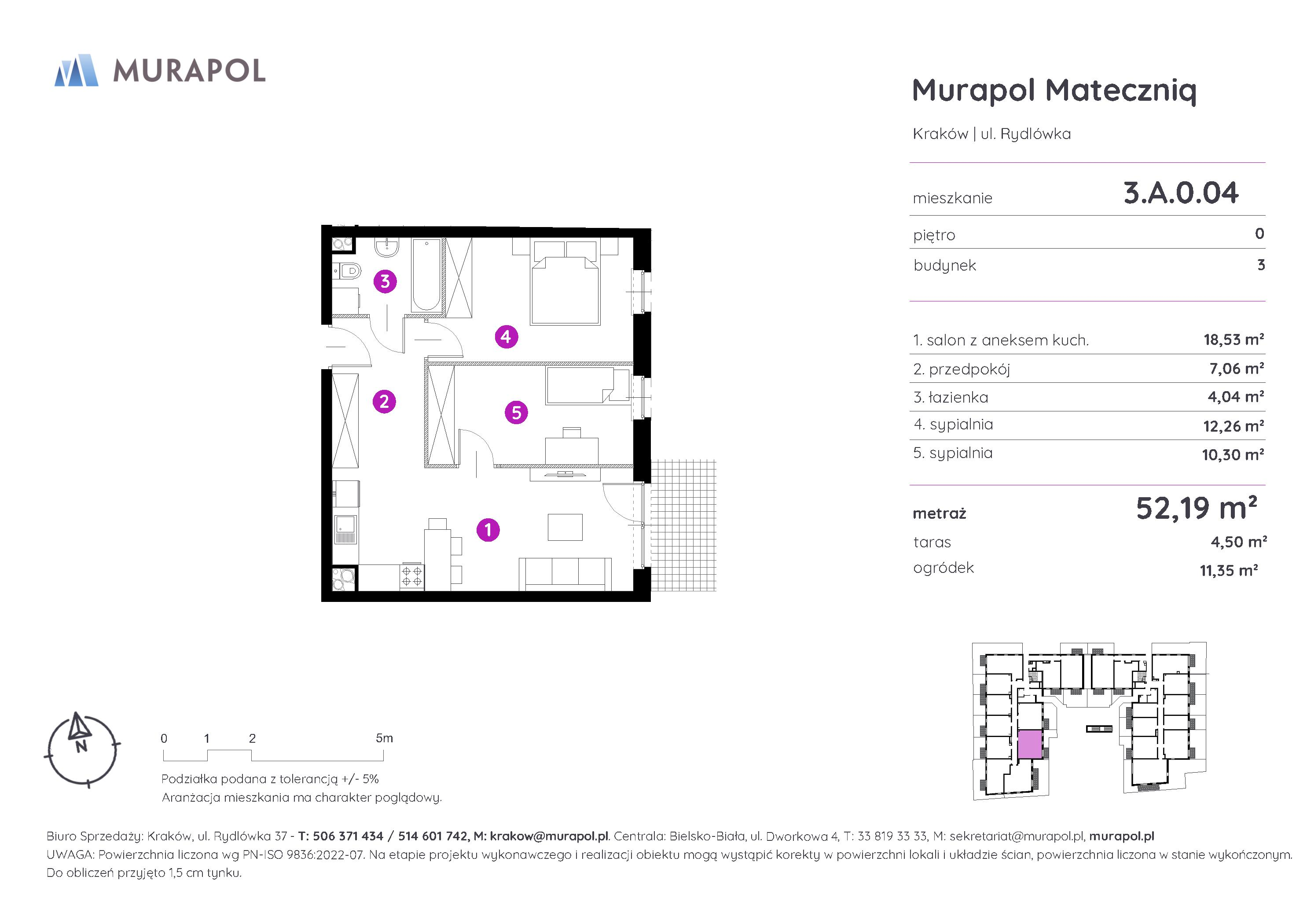 Mieszkanie 52,19 m², parter, oferta nr 3.A.0.04, Murapol Mateczniq, Kraków, Podgórze, Mateczny, ul. Rydlówka-idx