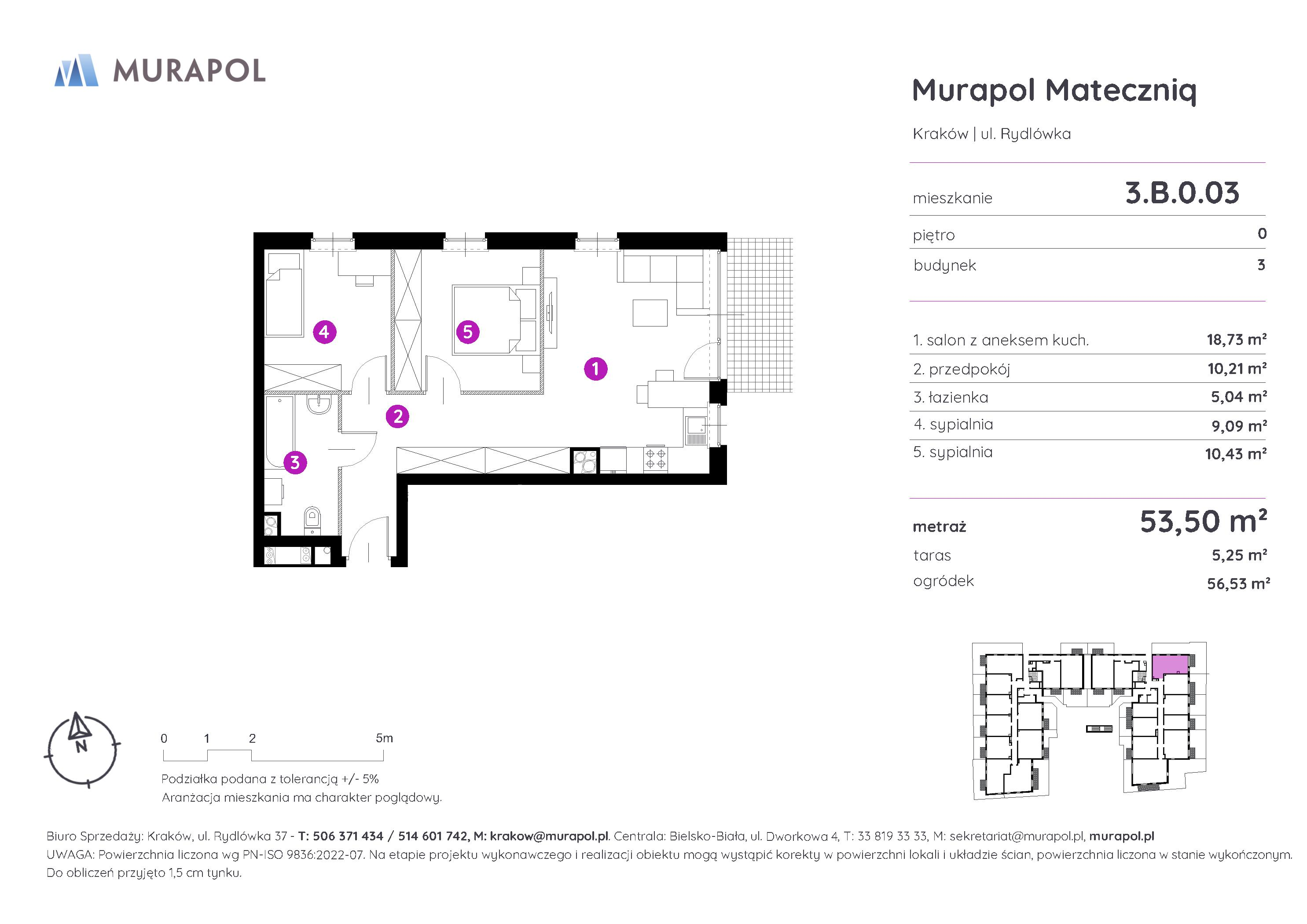 Mieszkanie 53,50 m², parter, oferta nr 3.B.0.03, Murapol Mateczniq, Kraków, Podgórze, Mateczny, ul. Rydlówka-idx