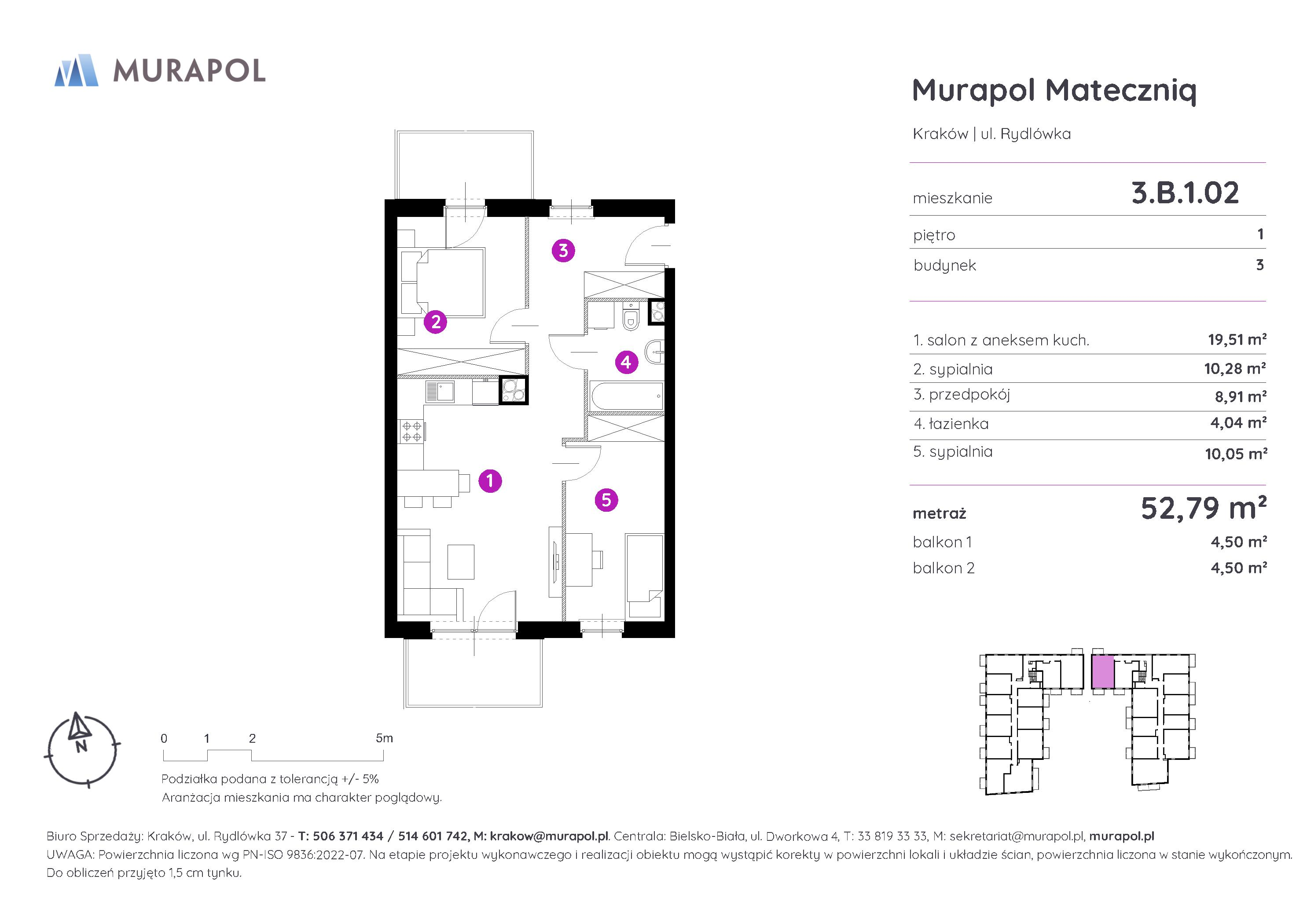 Mieszkanie 52,79 m², piętro 1, oferta nr 3.B.1.02, Murapol Mateczniq, Kraków, Podgórze, Mateczny, ul. Rydlówka-idx