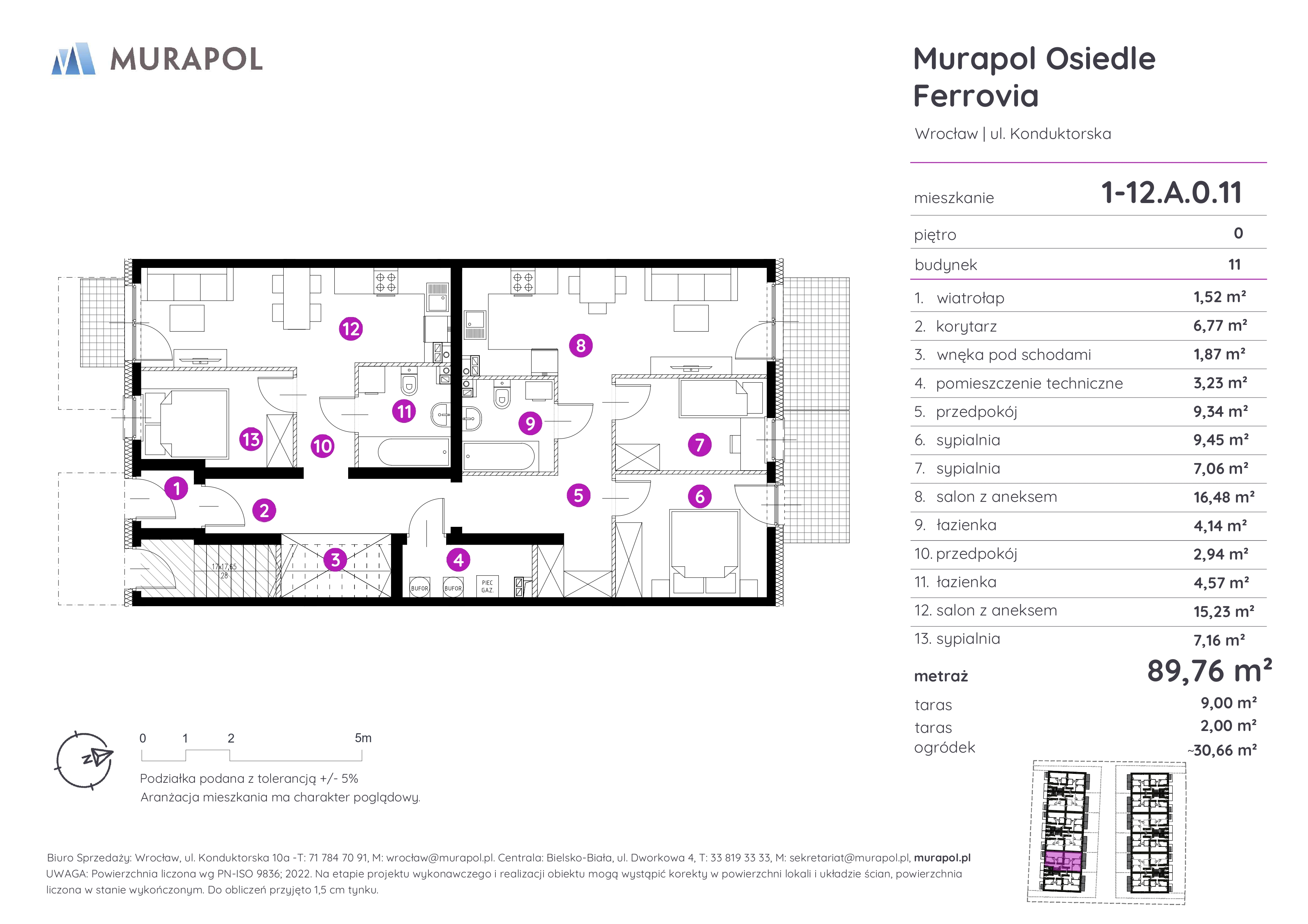 Mieszkanie 89,76 m², parter, oferta nr 1-12.A.0.11, Murapol Osiedle Ferrovia, Wrocław, Brochów, Krzyki, ul. Konduktorska-idx