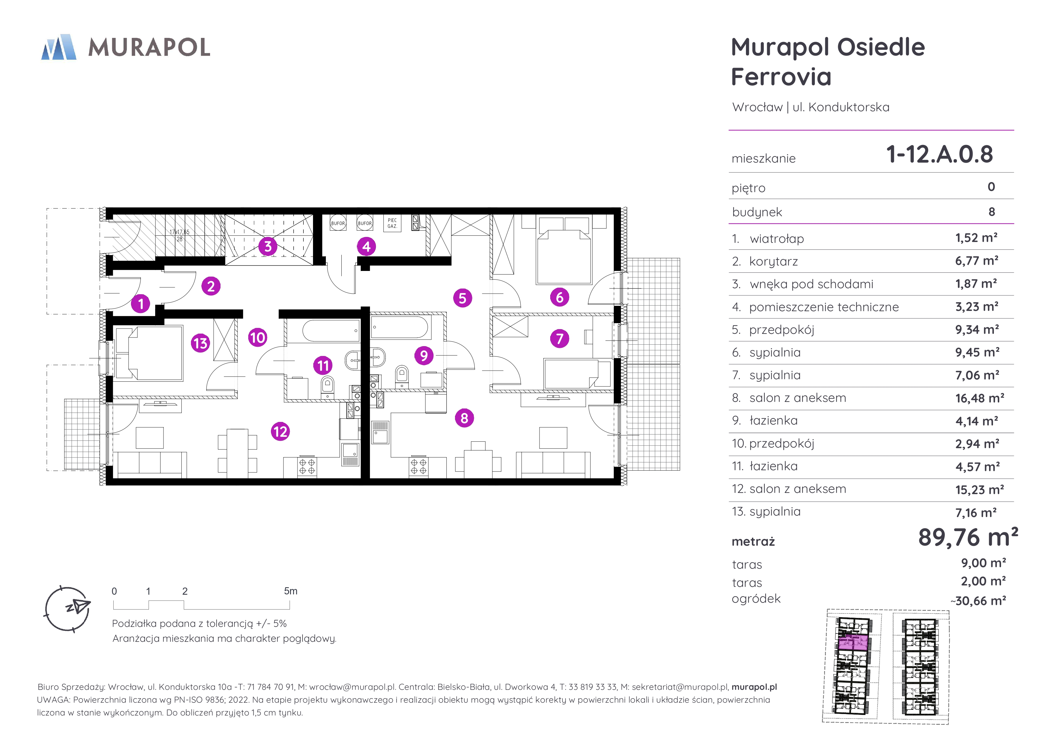 Mieszkanie 89,76 m², parter, oferta nr 1-12.A.0.8, Murapol Osiedle Ferrovia, Wrocław, Brochów, Krzyki, ul. Konduktorska-idx