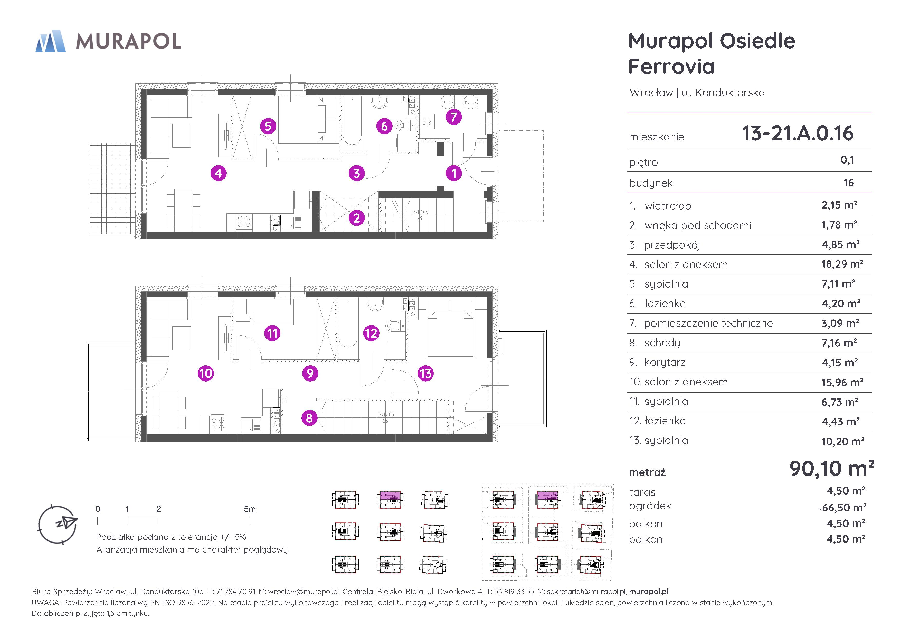 Mieszkanie 90,10 m², parter, oferta nr 13-21.A.0.16, Murapol Osiedle Ferrovia, Wrocław, Brochów, Krzyki, ul. Konduktorska-idx