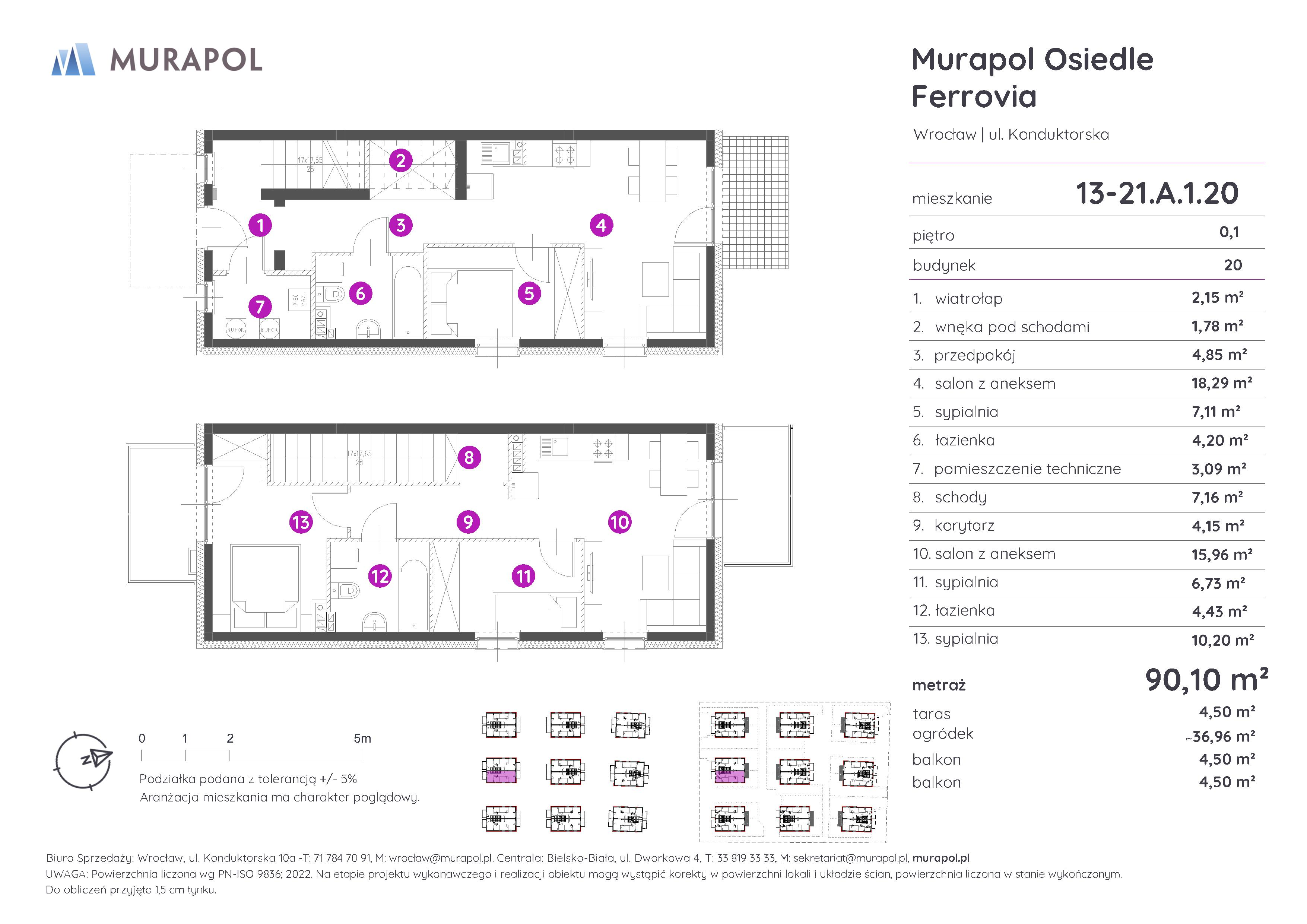 Mieszkanie 90,10 m², parter, oferta nr 13-21.A.1.20, Murapol Osiedle Ferrovia, Wrocław, Brochów, Krzyki, ul. Konduktorska-idx