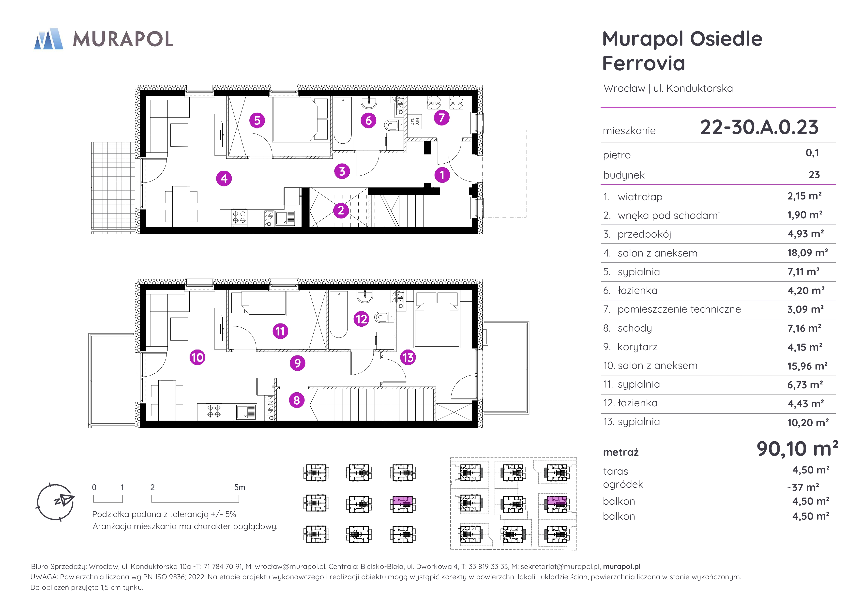 Mieszkanie 90,10 m², parter, oferta nr 22-30.A.0.23, Murapol Osiedle Ferrovia, Wrocław, Brochów, Krzyki, ul. Konduktorska-idx