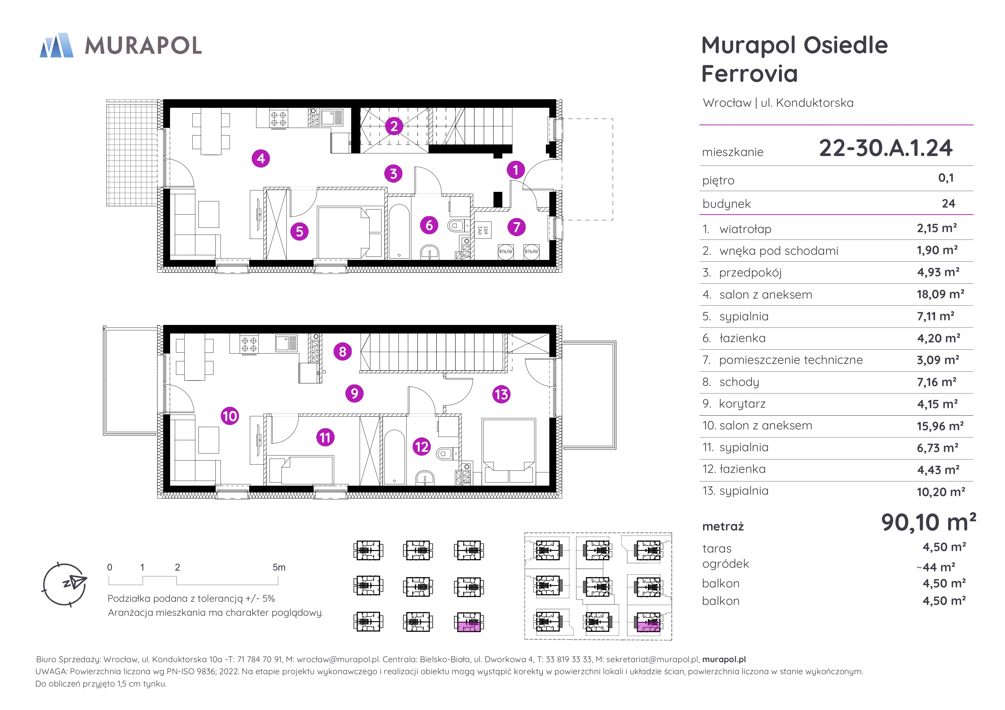 Mieszkanie 90,10 m², parter, oferta nr 22-30.A.1.24, Murapol Osiedle Ferrovia, Wrocław, Brochów, Krzyki, ul. Konduktorska-idx