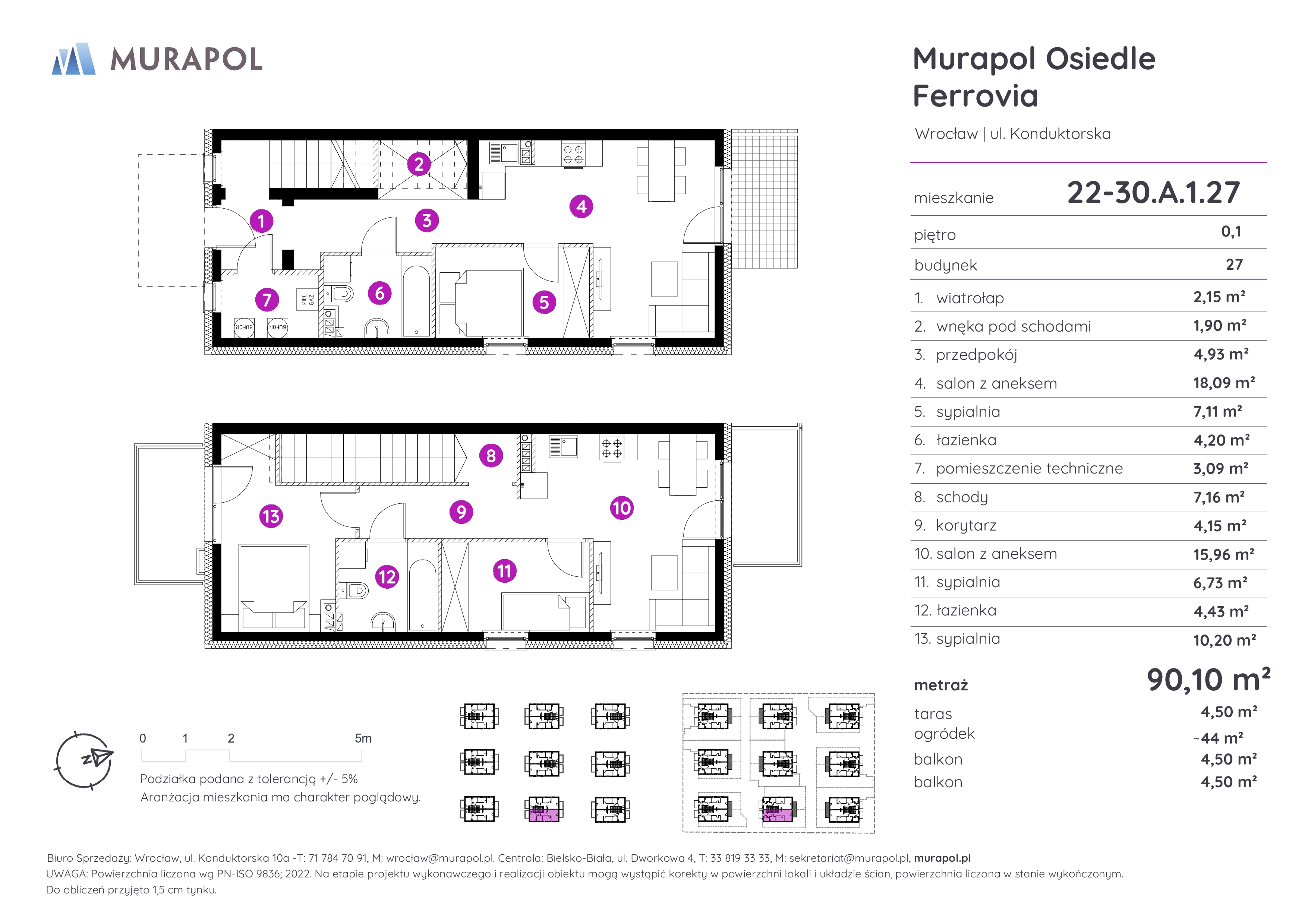 Mieszkanie 90,10 m², parter, oferta nr 22-30.A.1.27, Murapol Osiedle Ferrovia, Wrocław, Brochów, Krzyki, ul. Konduktorska-idx