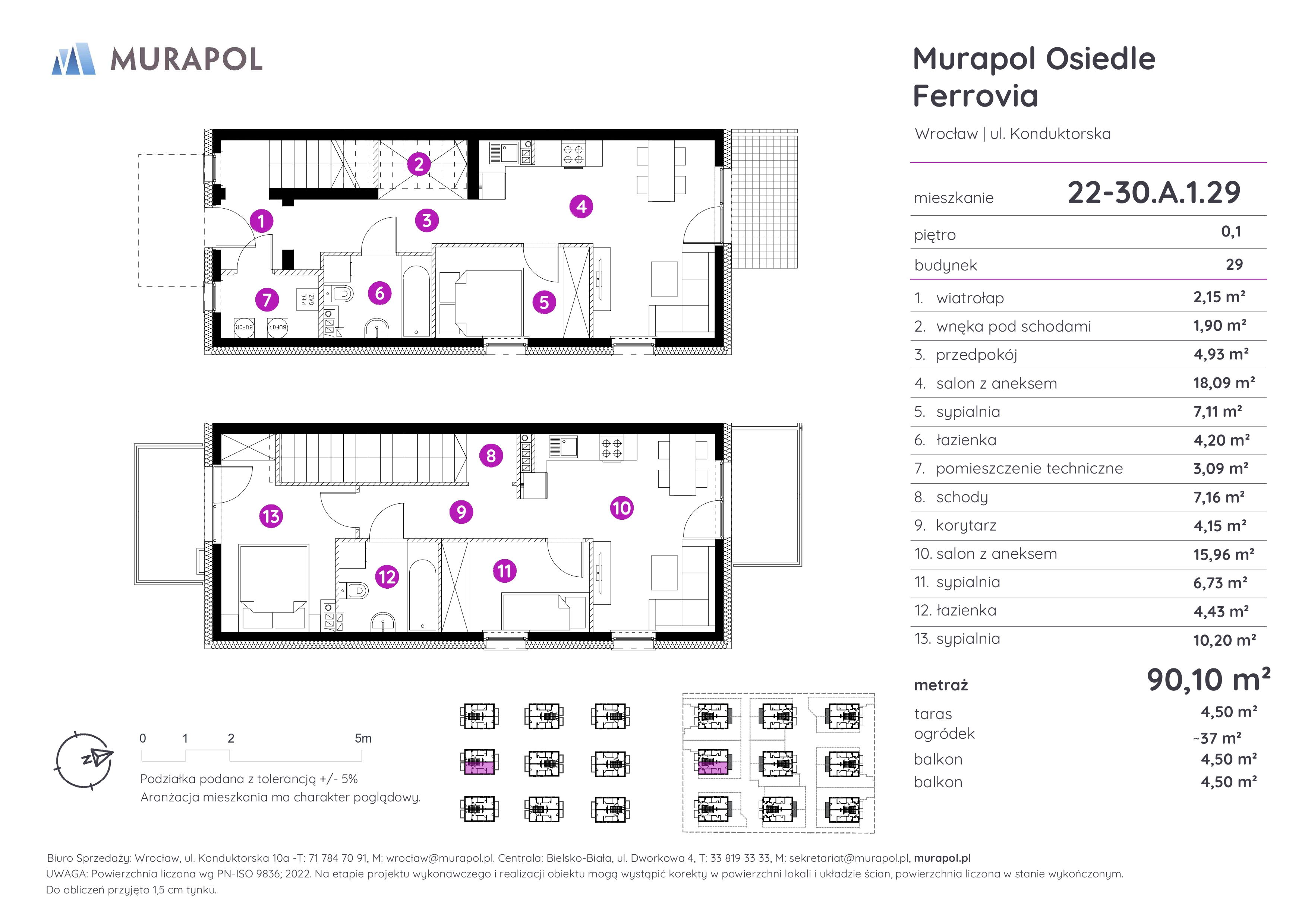 Mieszkanie 90,10 m², parter, oferta nr 22-30.A.1.29, Murapol Osiedle Ferrovia, Wrocław, Brochów, Krzyki, ul. Konduktorska-idx