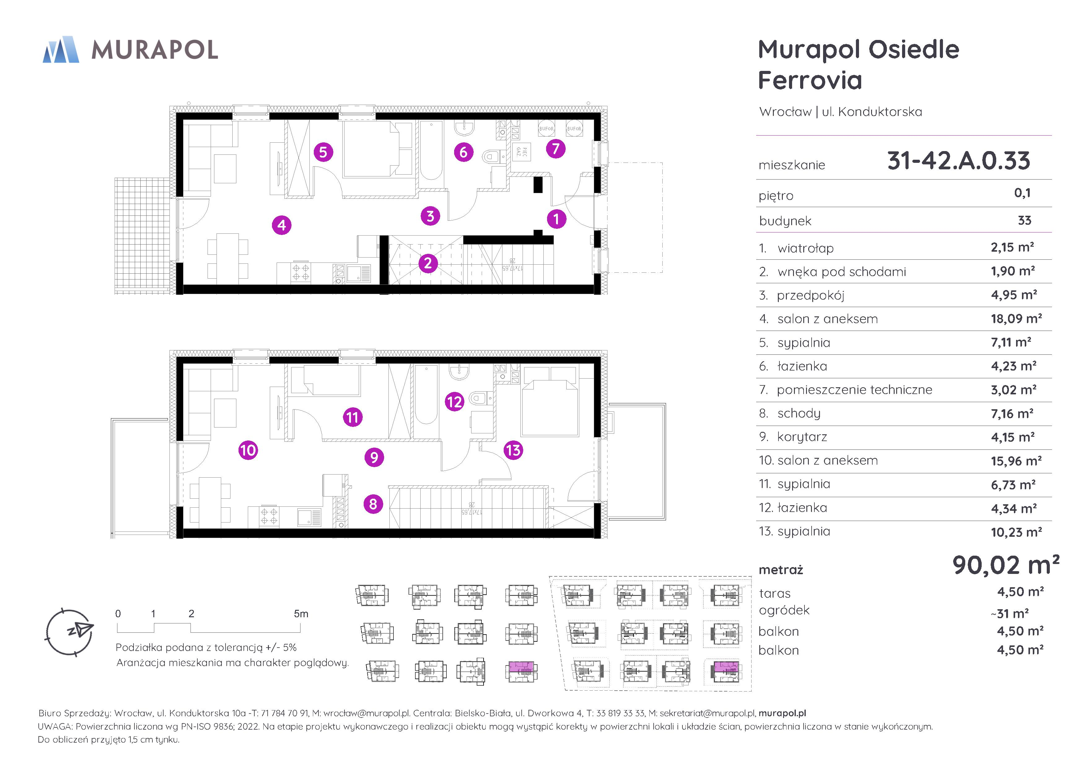 Mieszkanie 90,02 m², parter, oferta nr 31-42.A.0.33, Murapol Osiedle Ferrovia, Wrocław, Brochów, Krzyki, ul. Konduktorska-idx