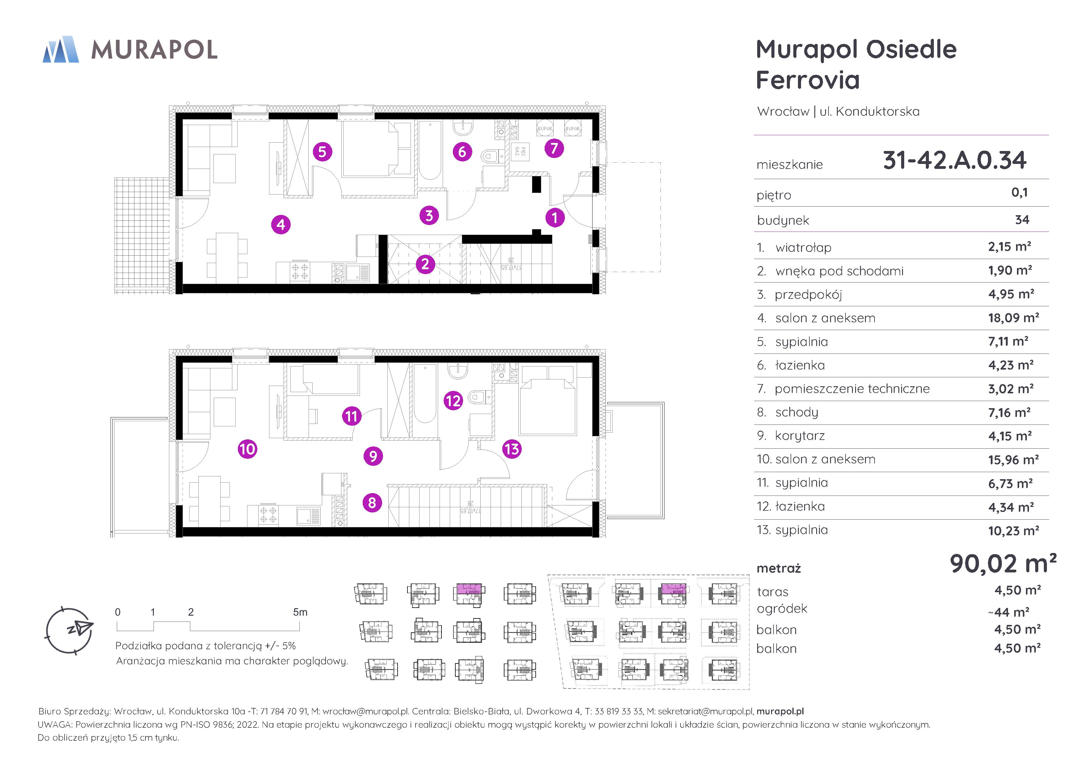 Mieszkanie 90,02 m², parter, oferta nr 31-42.A.0.34, Murapol Osiedle Ferrovia, Wrocław, Brochów, Krzyki, ul. Konduktorska-idx