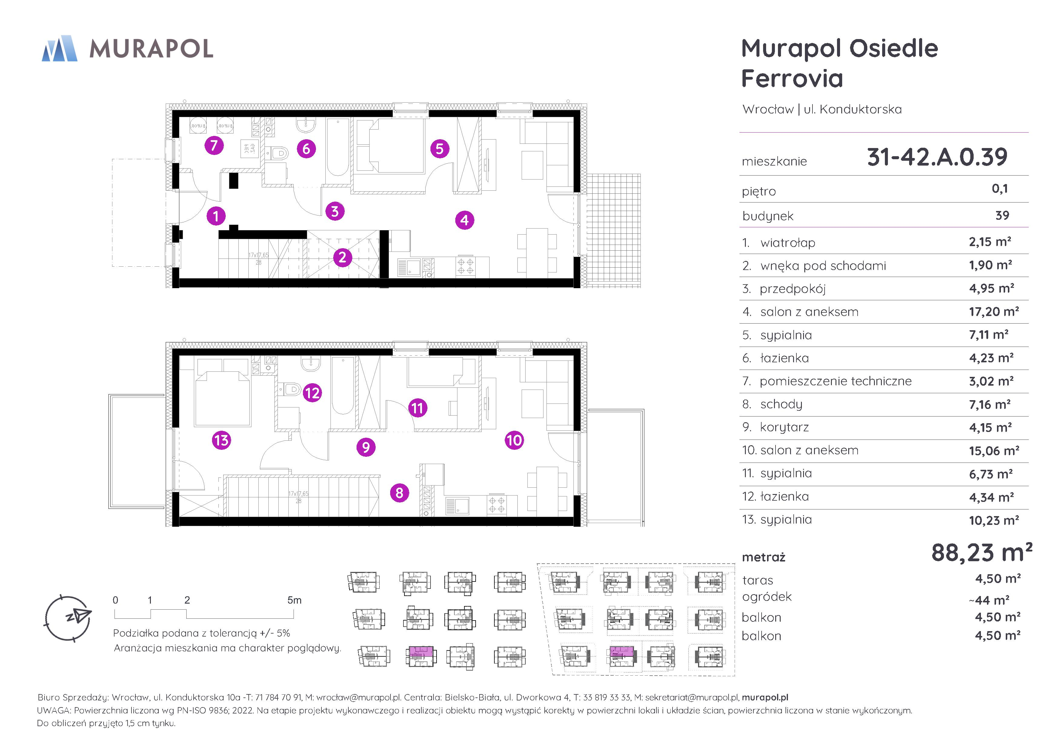 Mieszkanie 88,23 m², parter, oferta nr 31-42.A.0.39, Murapol Osiedle Ferrovia, Wrocław, Brochów, Krzyki, ul. Konduktorska-idx