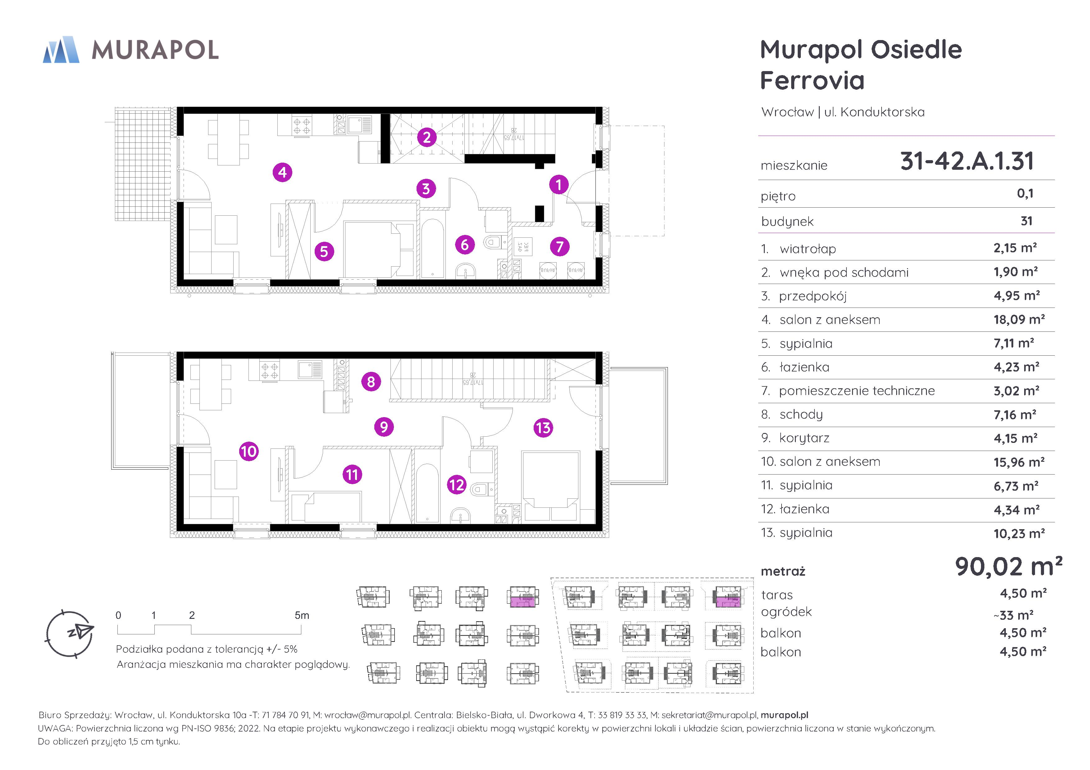 Mieszkanie 90,02 m², parter, oferta nr 31-42.A.1.31, Murapol Osiedle Ferrovia, Wrocław, Brochów, Krzyki, ul. Konduktorska-idx