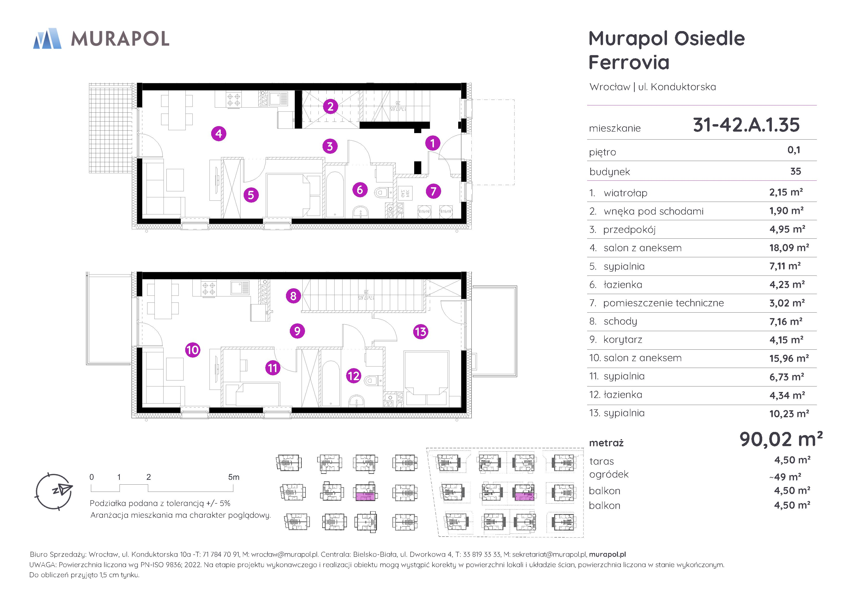 Mieszkanie 90,02 m², parter, oferta nr 31-42.A.1.35, Murapol Osiedle Ferrovia, Wrocław, Brochów, Krzyki, ul. Konduktorska-idx