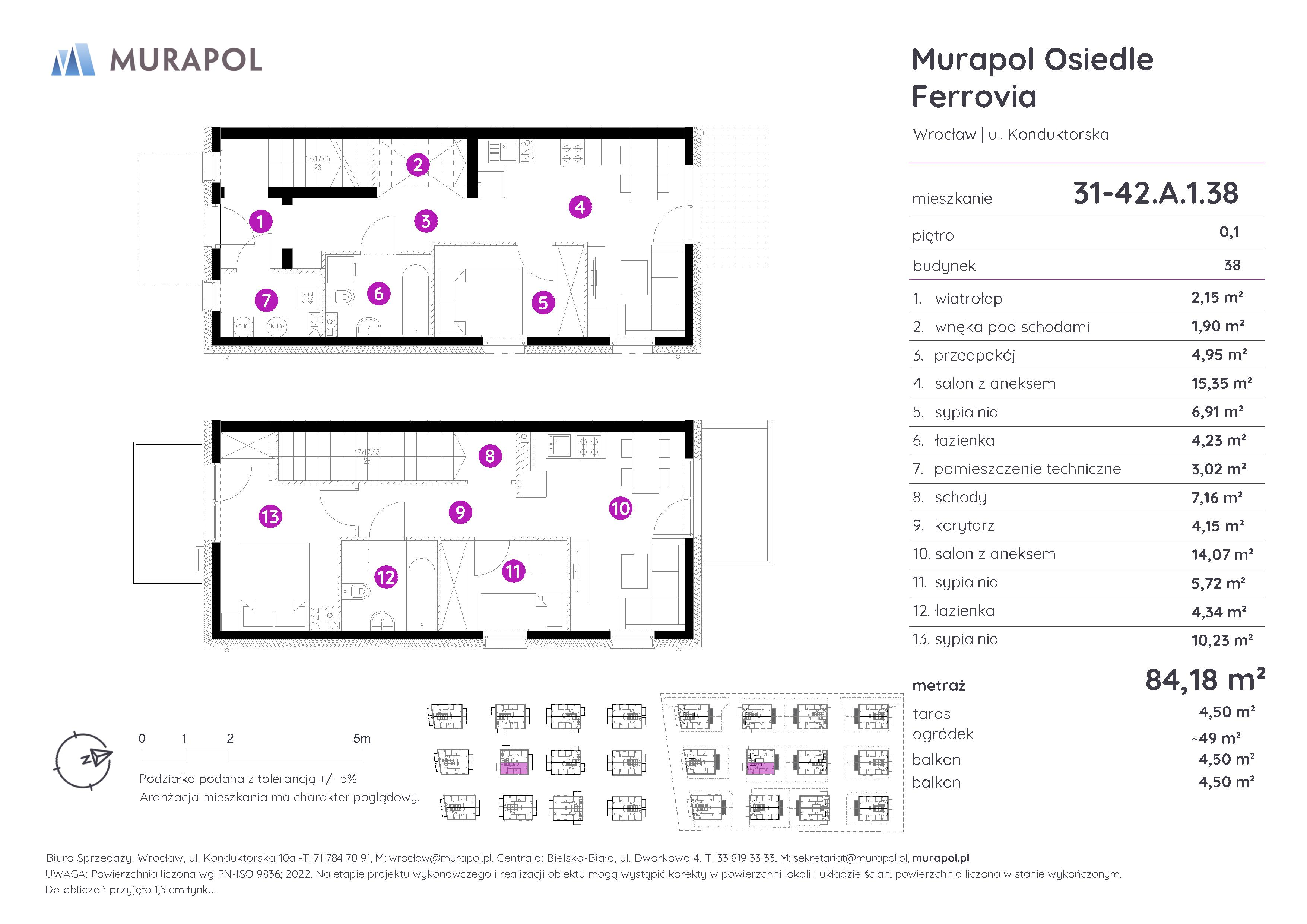 Mieszkanie 84,18 m², parter, oferta nr 31-42.A.1.38, Murapol Osiedle Ferrovia, Wrocław, Brochów, Krzyki, ul. Konduktorska-idx